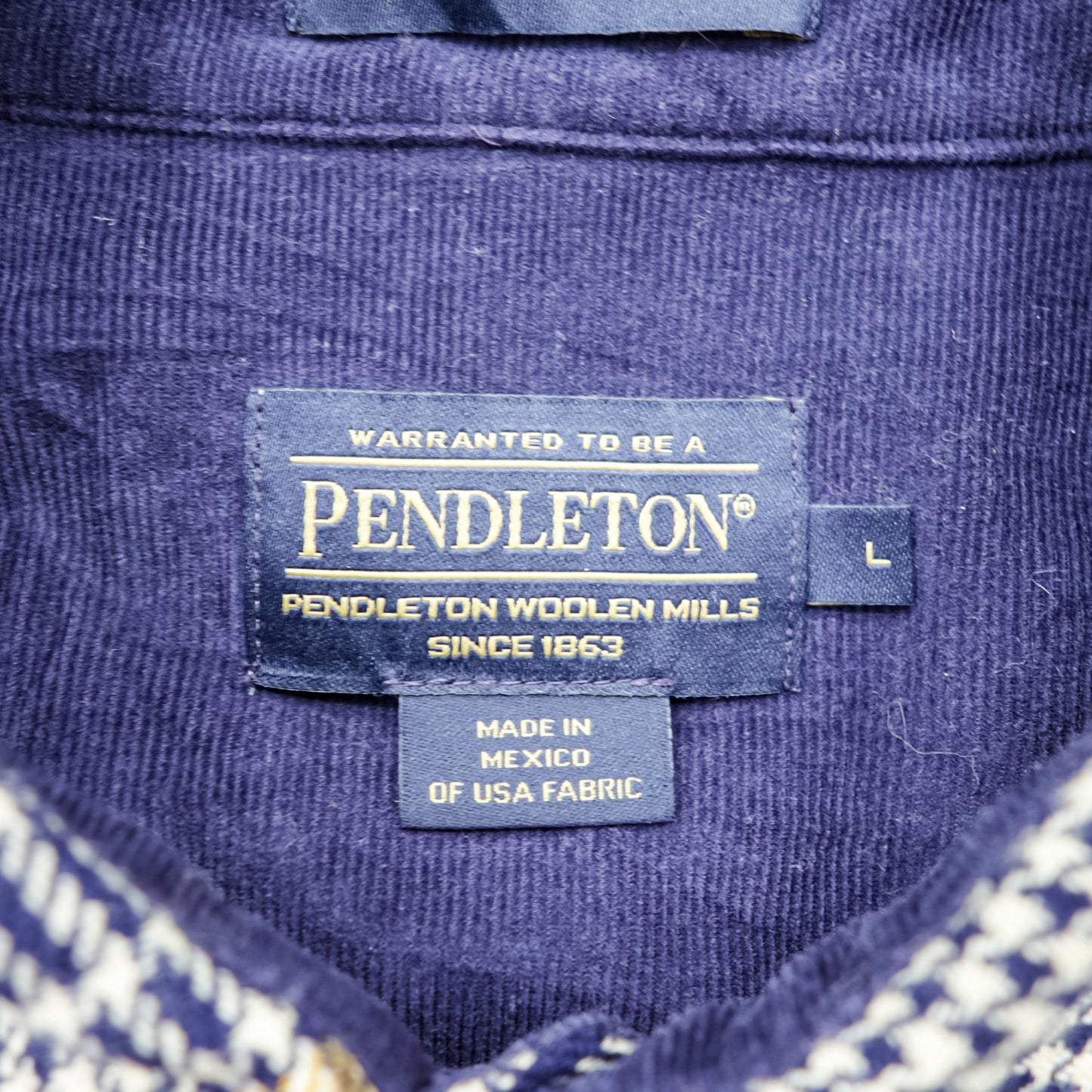 PENDLETON フランネルシャツ 長袖 ウールシャツ L チェック 千鳥格子 BUCKLEY 胸ポケット