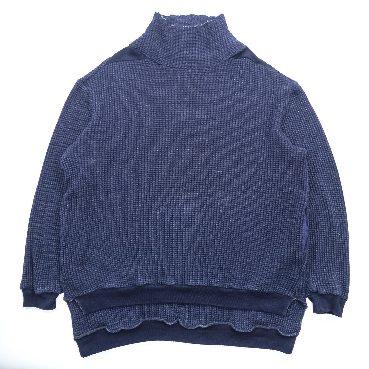 Leh ハイネック サーマル ニット セーター M ネイビー BEATNIK TURTLE SWEATER タートルネック サイドポケット LEH 597 日本製