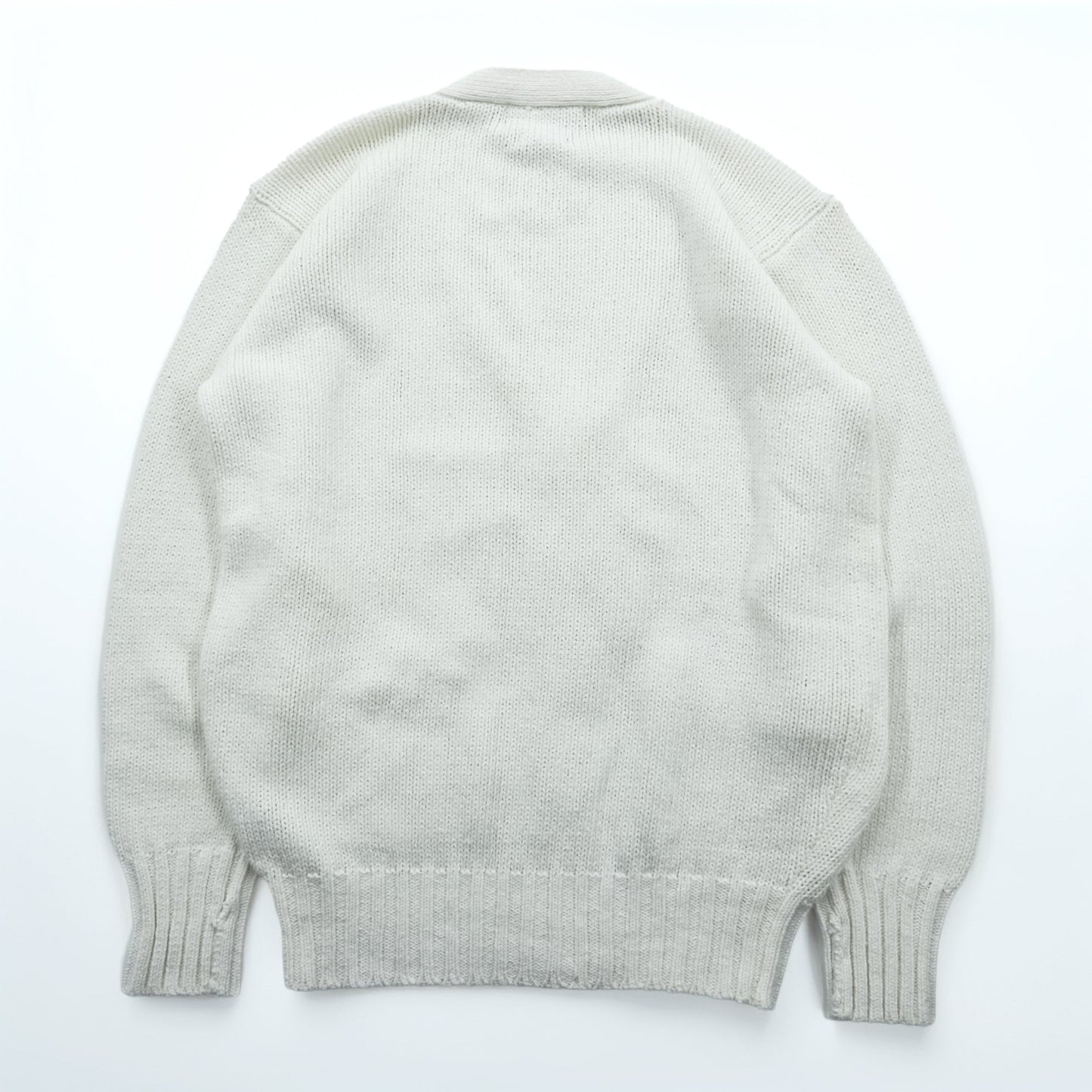 Polo Ralph Lauren 90年代 ニット Vネック カーディガン S ホワイト コットン ポケット 未使用品