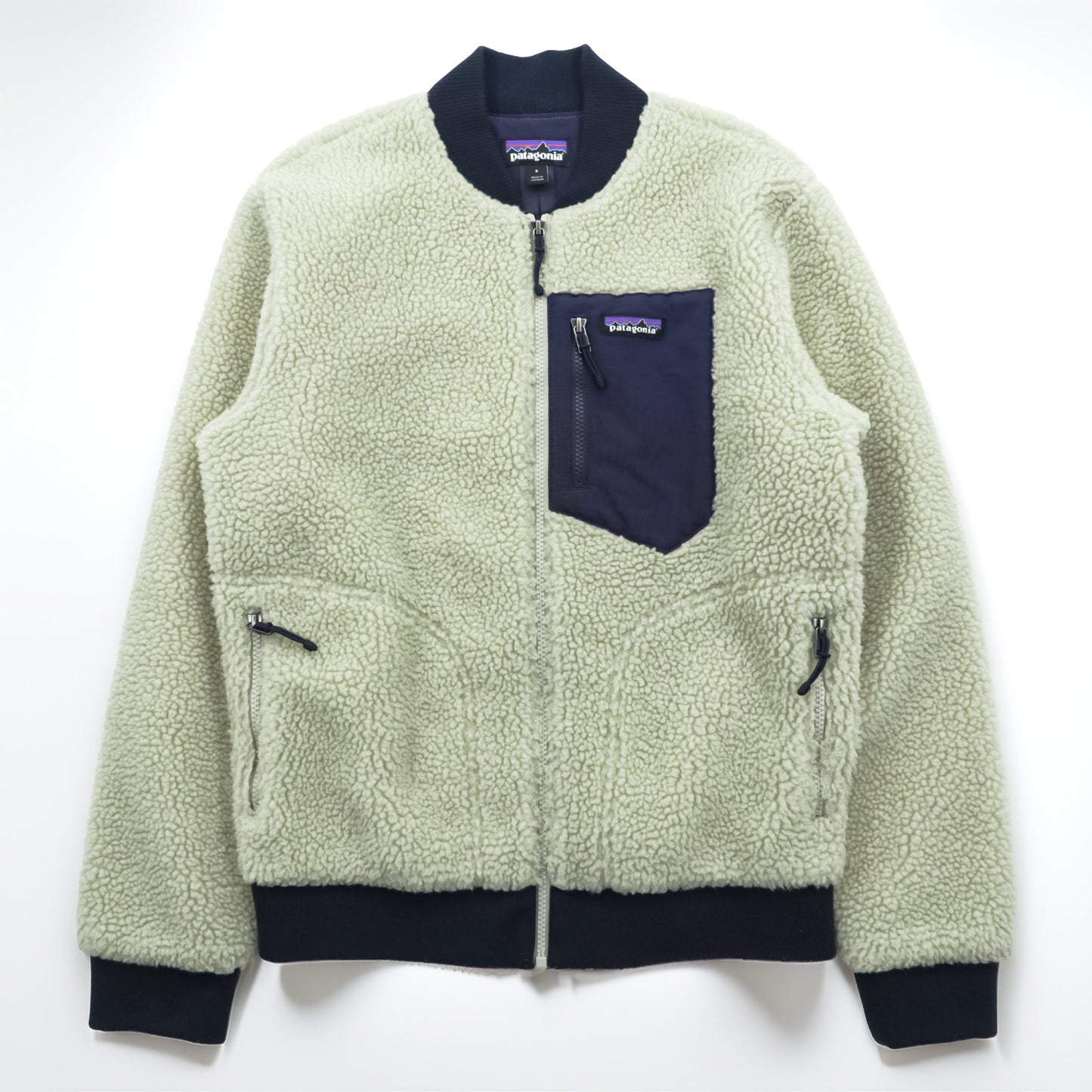 Patagonia レトロX 廃番 ボマージャケット Retro X Bomber Jkt ボア フリースジャケット S ナチュラル × ネイビー 22830