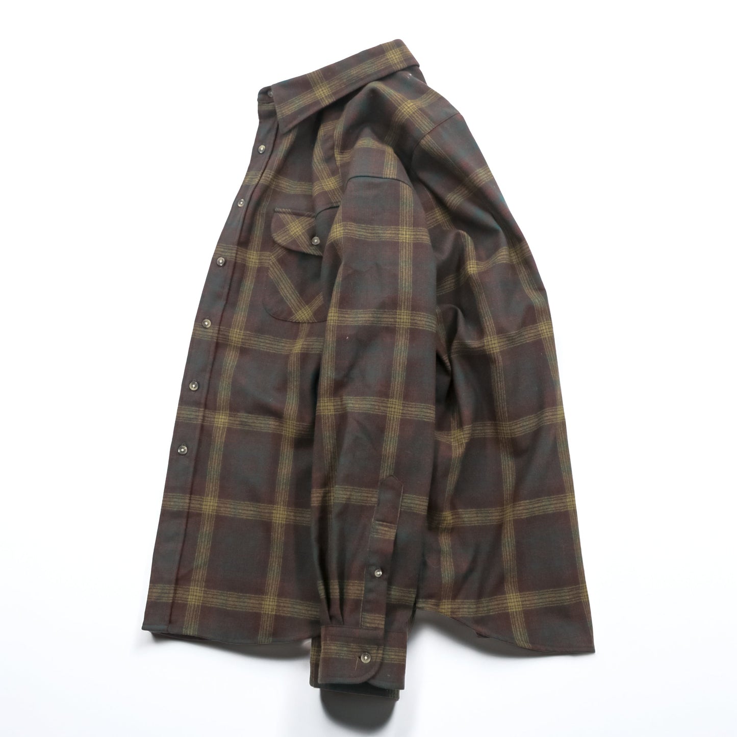 PENDLETON フランネルシャツ 長袖 ウールシャツ XL チェック グリーン FIELD SHIRT USA VIRGIN WOOL 胸ポケット