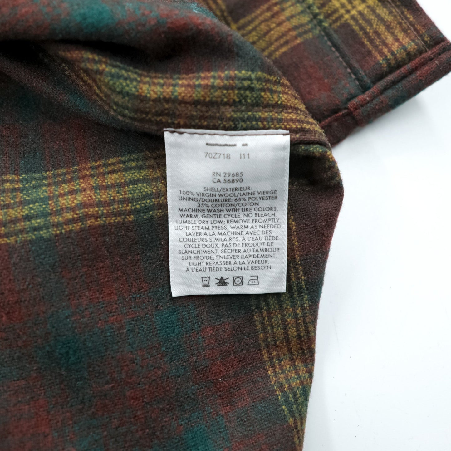 PENDLETON フランネルシャツ 長袖 ウールシャツ XL チェック グリーン FIELD SHIRT USA VIRGIN WOOL 胸ポケット