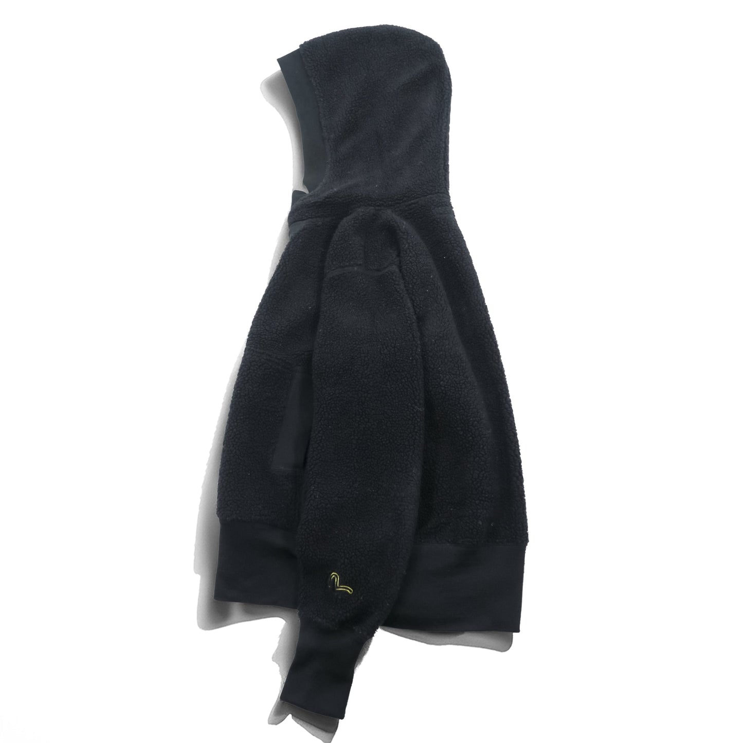 EVISU (YAMANE GUARANTEED) ボア フリース パーカー L ブラック プルオーバー フロント カンガルーポケット