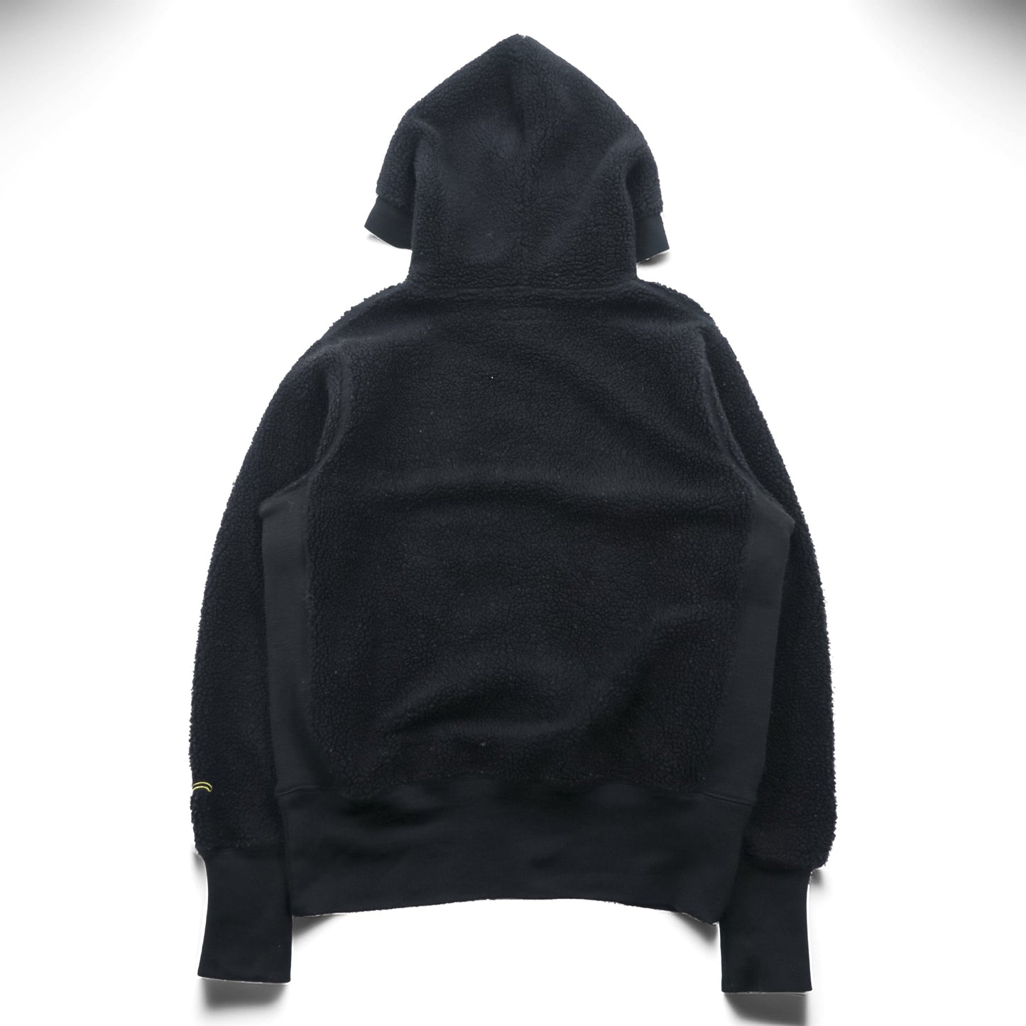 EVISU (YAMANE GUARANTEED) ボア フリース パーカー L ブラック プルオーバー フロント カンガルーポケット