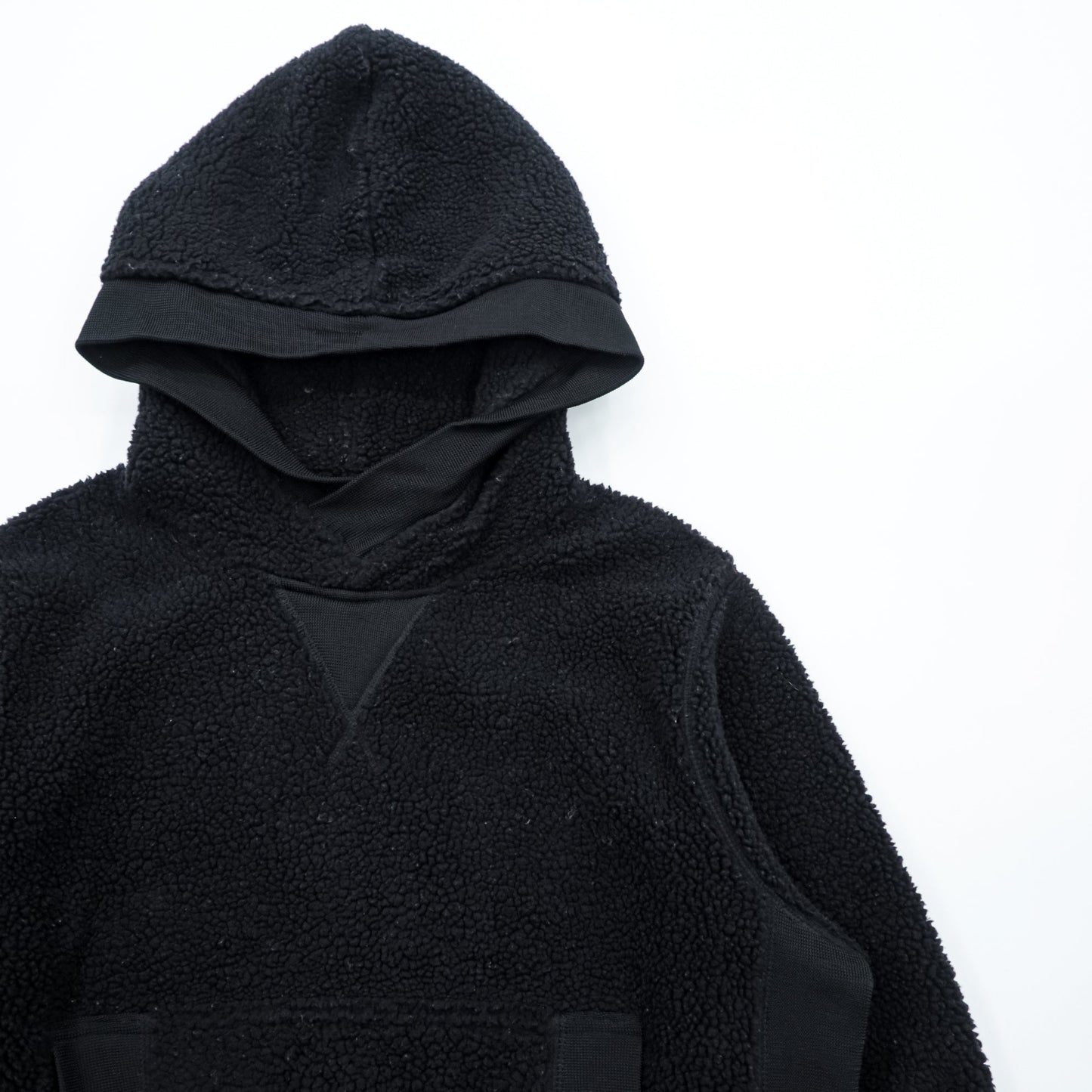 EVISU (YAMANE GUARANTEED) ボア フリース パーカー L ブラック プルオーバー フロント カンガルーポケット