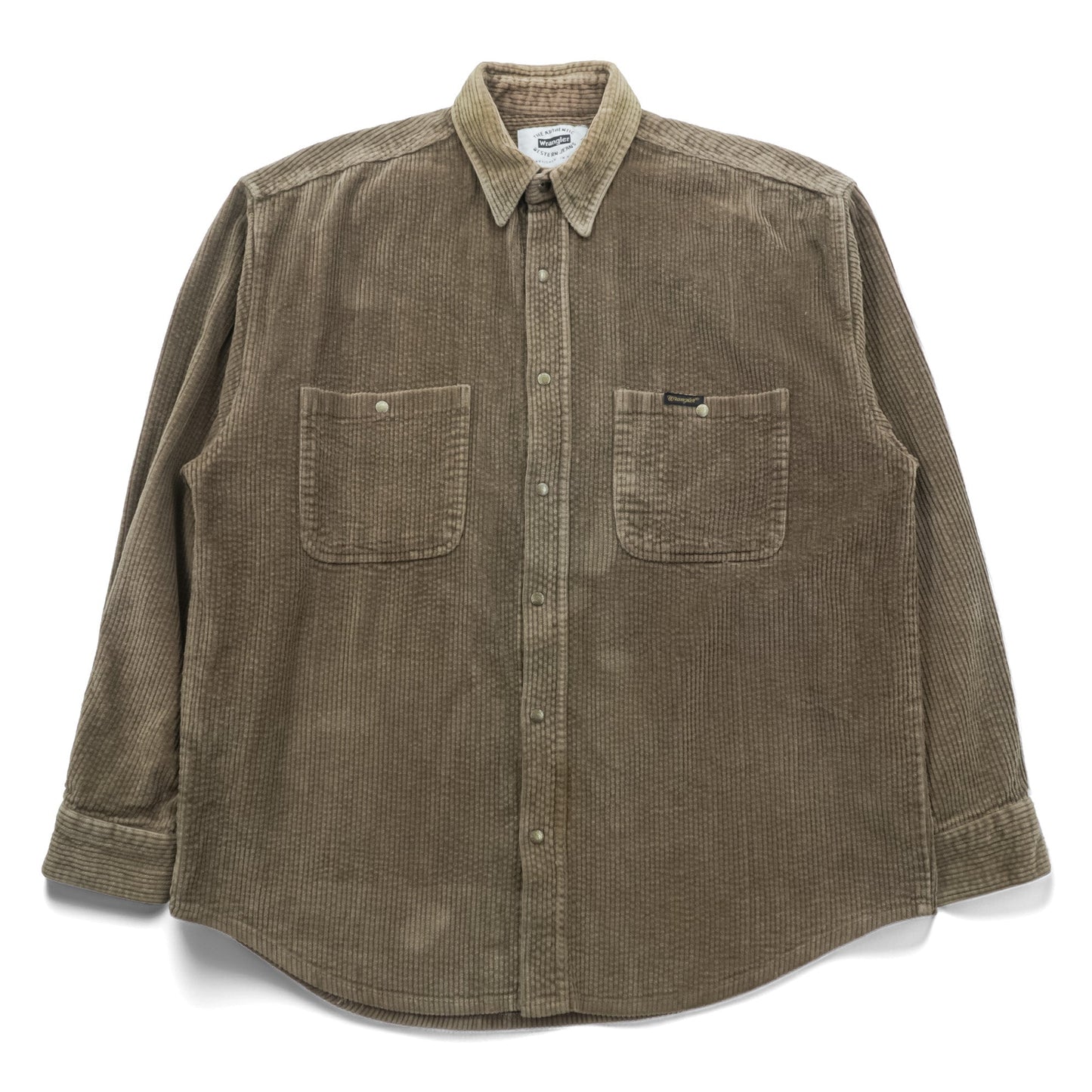 Wrangler 90年代 USA製 コーデュロイ ワークシャツ L ブラウン 胸ポケット スナップボタン