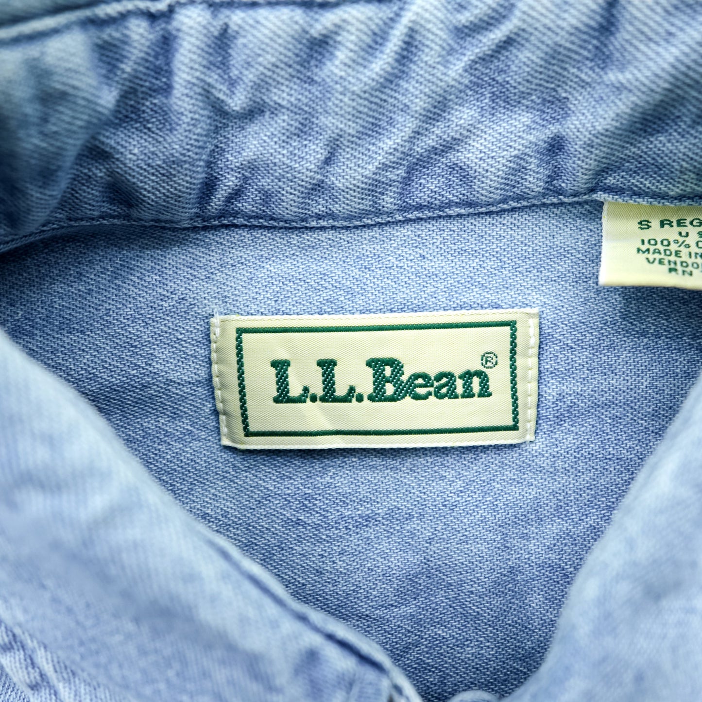 L.L.Bean 80年代 カナダ製 ヴィンテージ デニムシャツ L インディゴ ライトブルー 胸ポケット