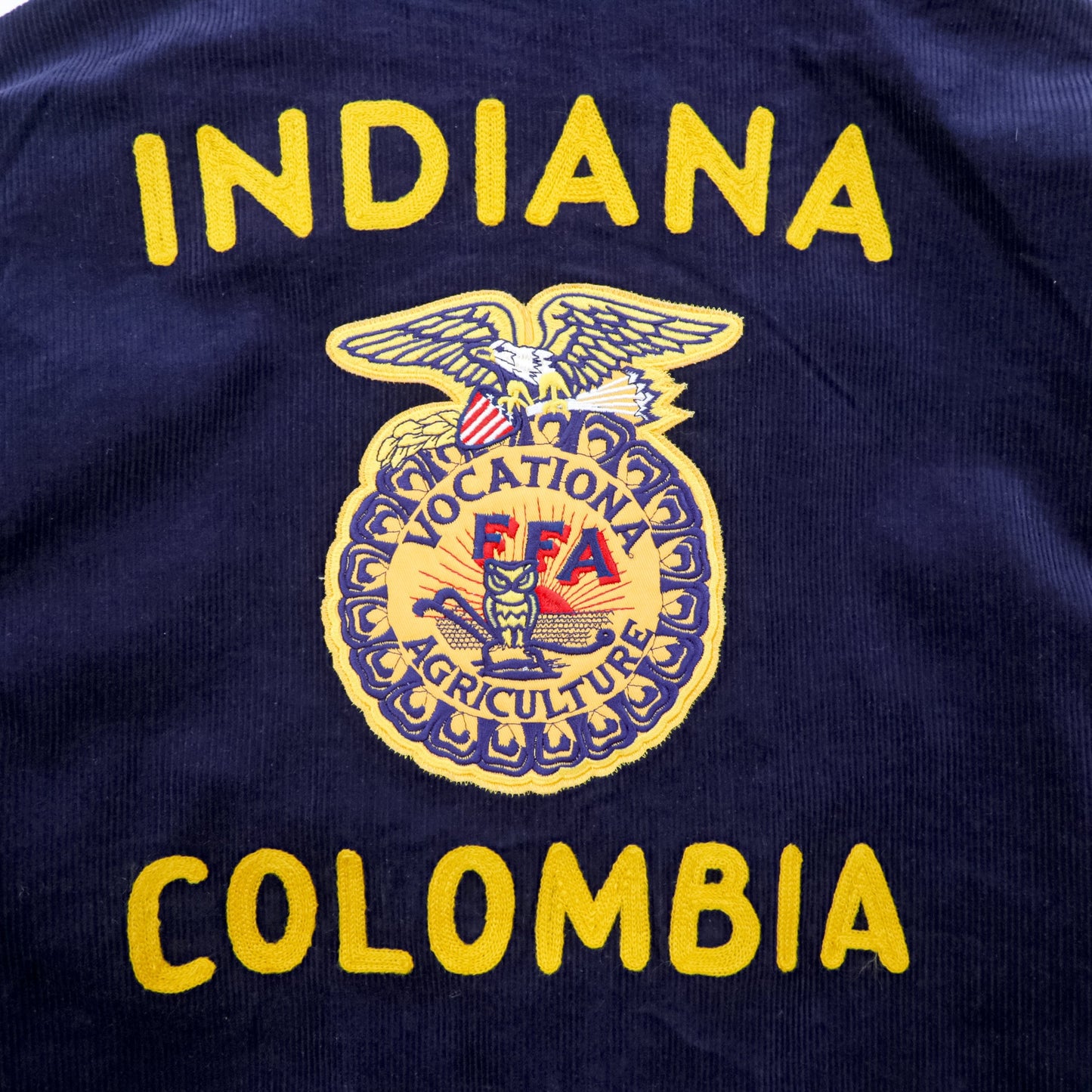 FFA コーデュロイ ワークジャケット ネイビー INDIANA COLOMBIA チェーン刺繍 ジップアップ TALONジップ