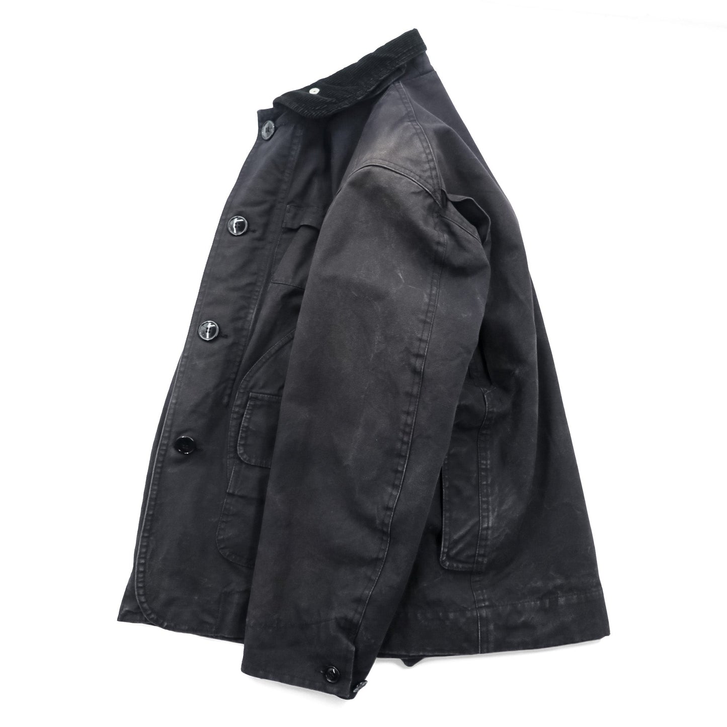 ENGINEERED GARMENTS ハンティングジャケット フィールドジャケット S ブラック 襟コーデュロイ チェンジボタン チンストラップ USA製