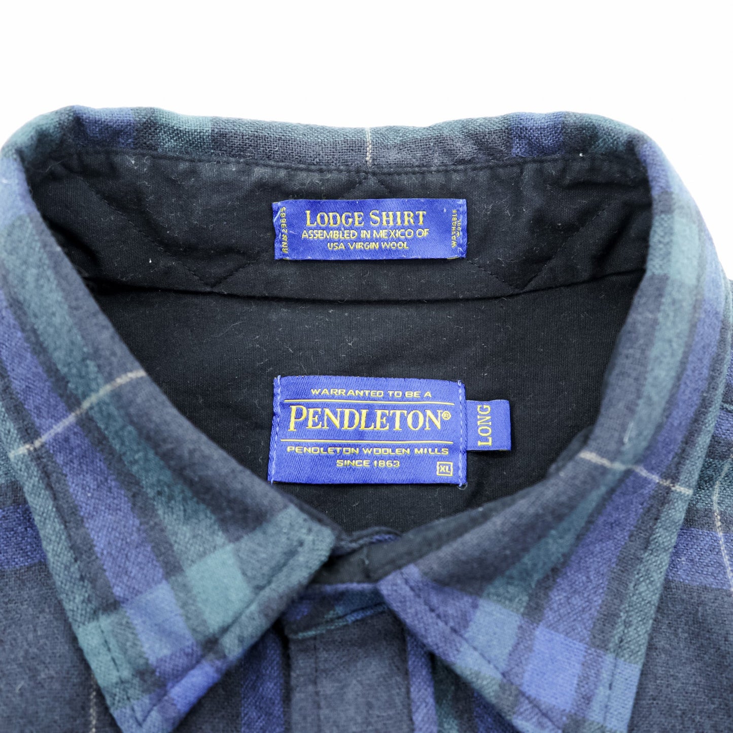 PENDLETON フランネルシャツ 長袖ウールシャツ XL グリーン チェック 胸ポケット LODGE SHIRT WASHABLE WOOL