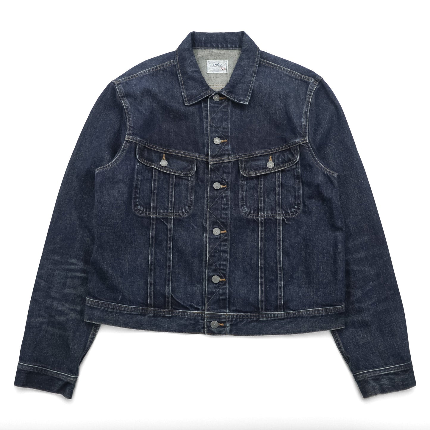 Polo Ralph Lauren デニムジャケット 短丈 Gジャン XL インディゴ レザーパッチ