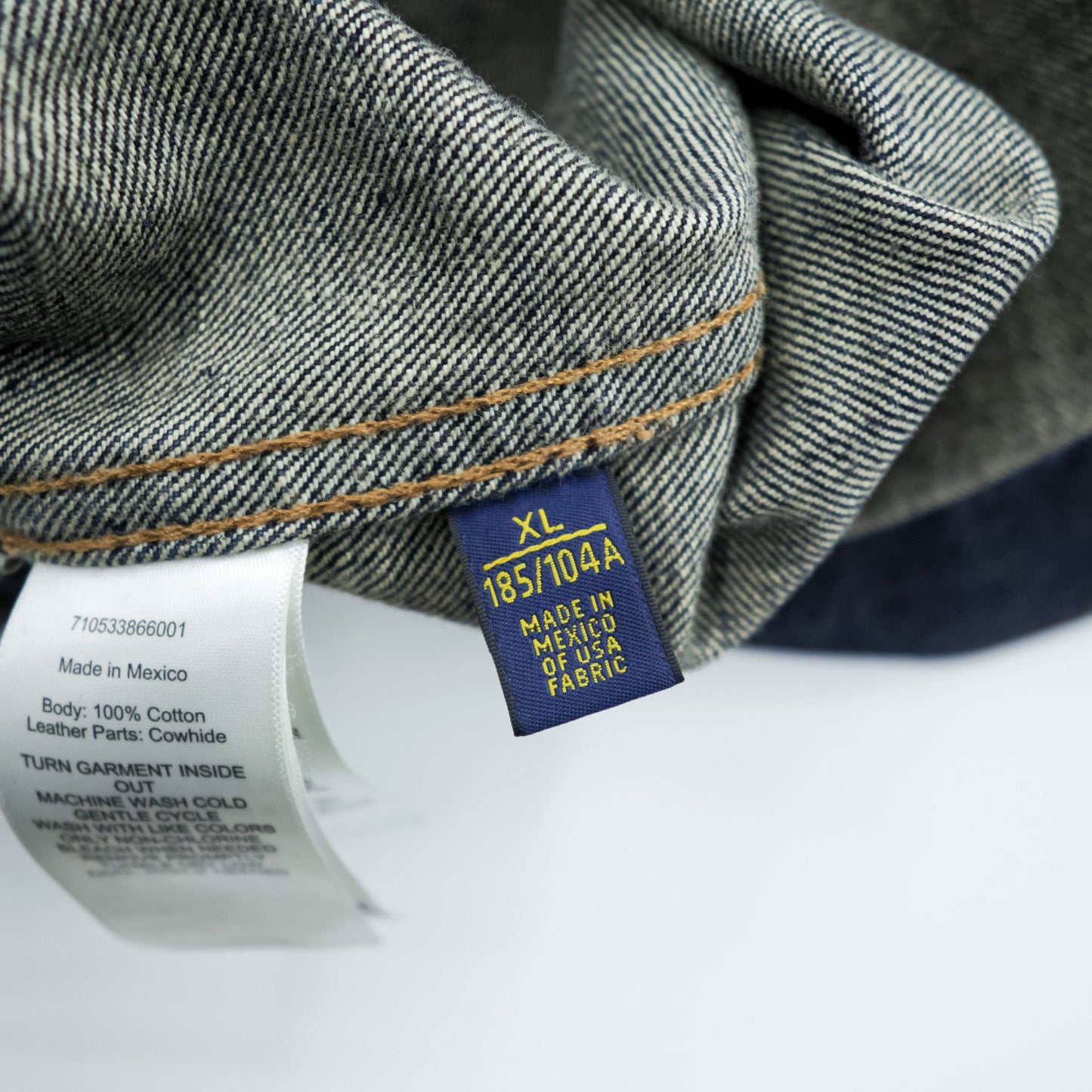 Polo Ralph Lauren デニムジャケット 短丈 Gジャン XL インディゴ レザーパッチ