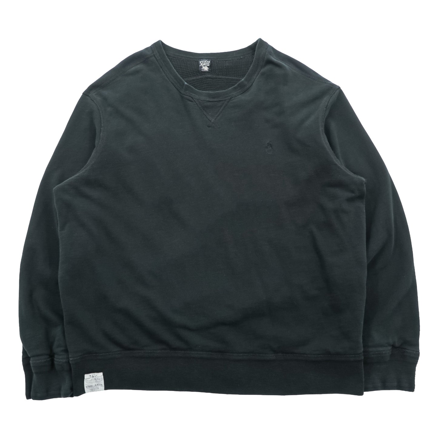 Polo Ralph Lauren リバーシブル 前V サーマル スウェット トレーナー 2XL ブラック スモールポニー刺繍
