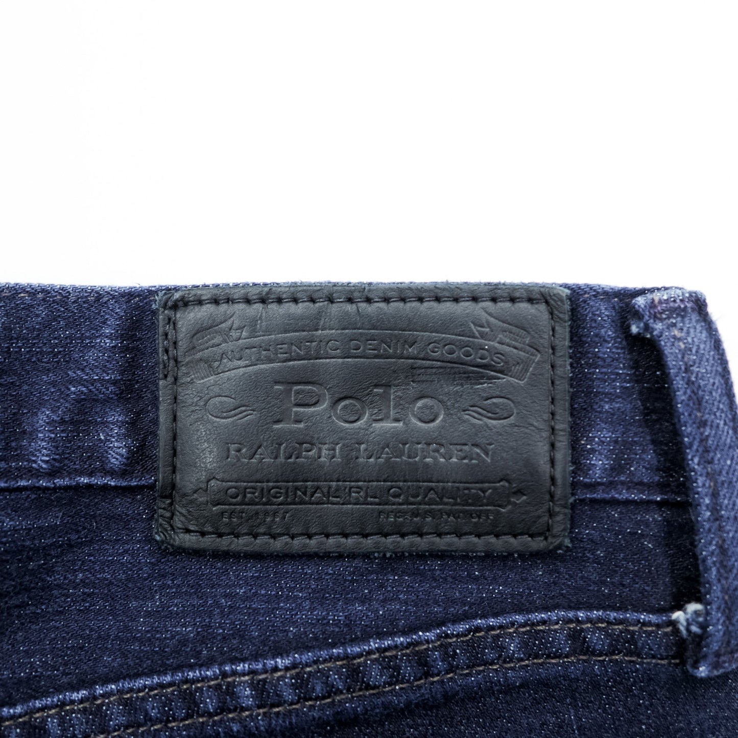 Polo Ralph Lauren デニムパンツ ジーンズ S インディゴ ストレッチ 濃紺 レザーパッチ THE HAMPTON RELAXED