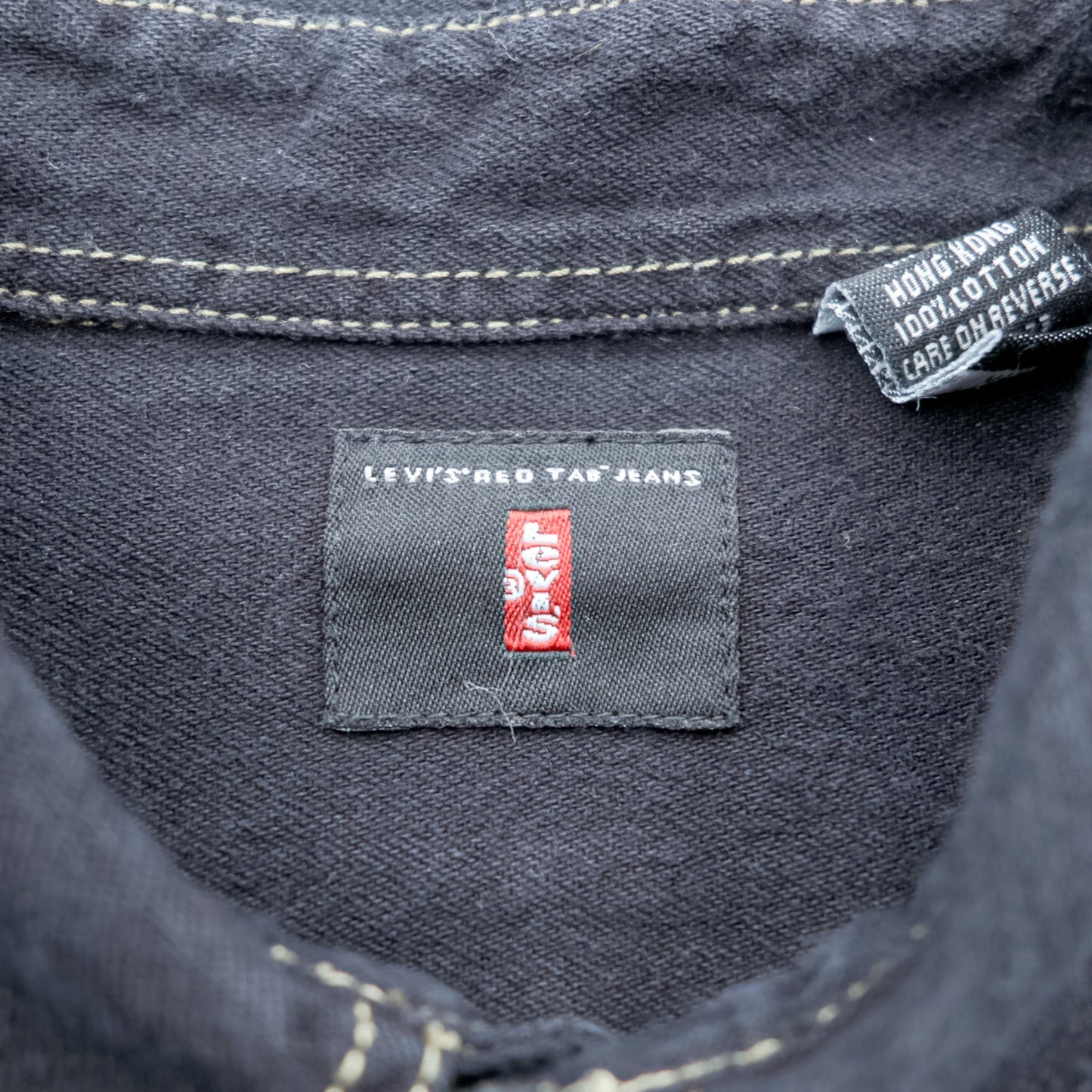 Levi's 90年代 RED TAB JEANS ワークシャツ XL ブラック ステッチ 胸ポケット 60560-0852