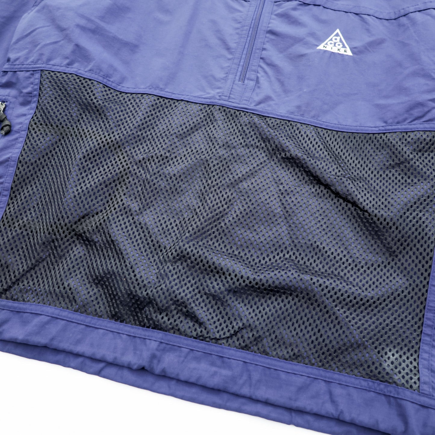 NIKE ACG 90年代 ハーフジップ アノラックパーカー ナイロンジャケット L ネイビー メッシュポケット ドローコード ビッグサイズ