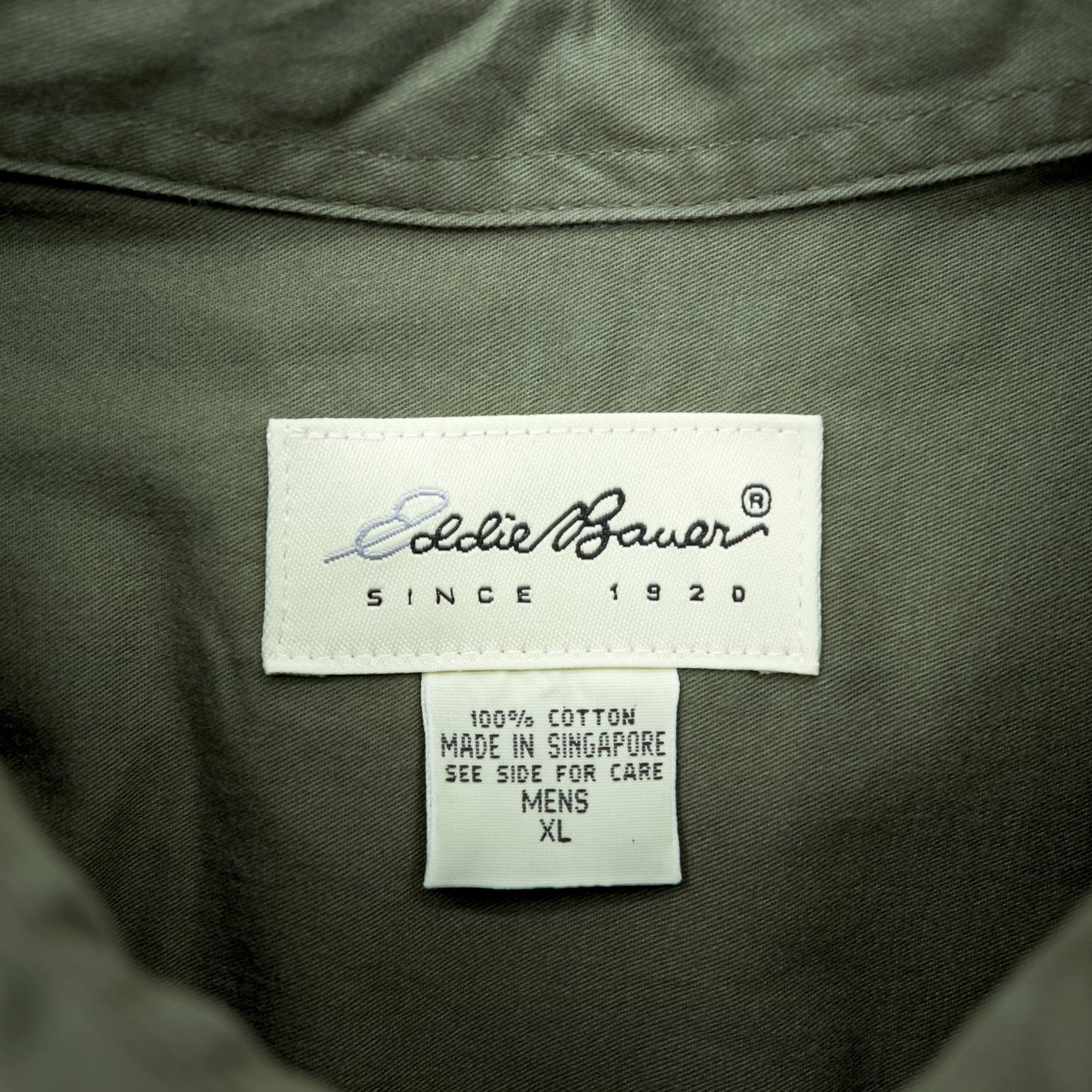 Eddie Bauer 90年代 ボタンダウンシャツ XL オリーブ コットン 胸ポケット ビッグサイズ
