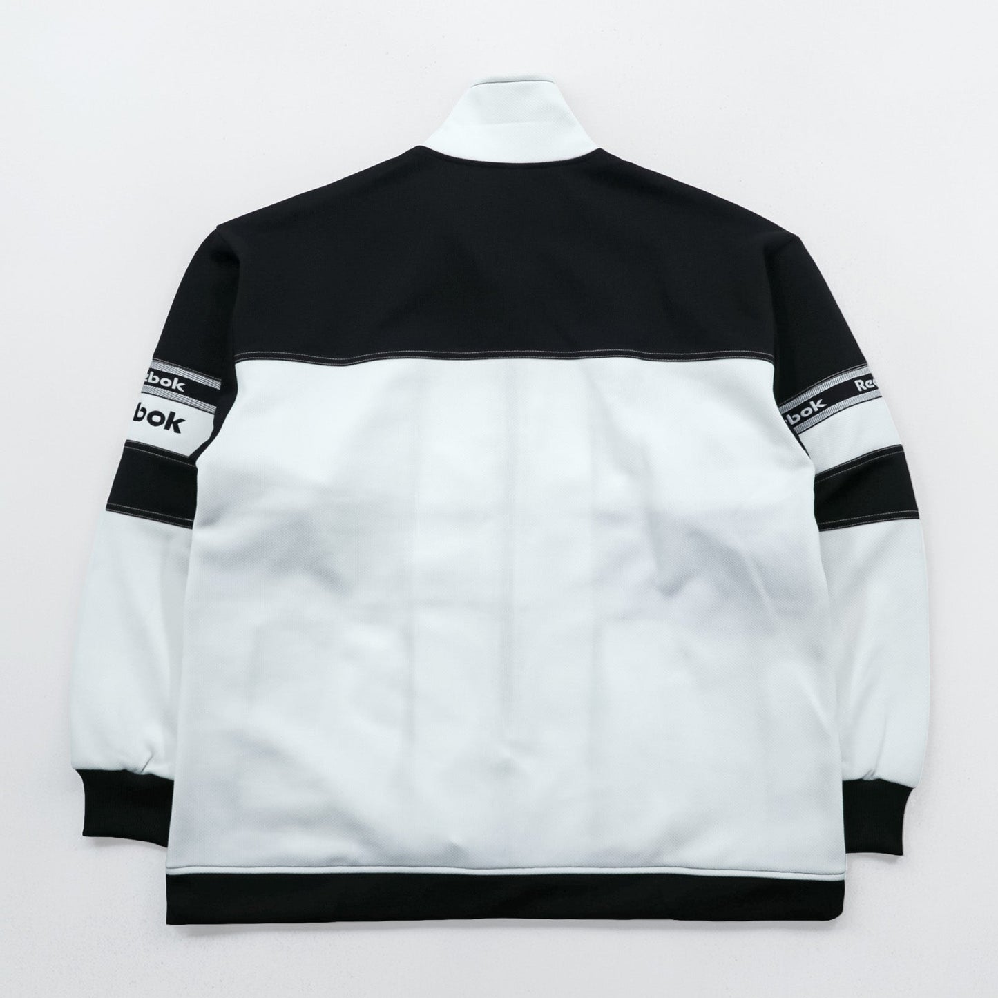 Reebok 90年代 トラックジャケット ジャージ M ホワイト ブラック ドローコード スタンドカラー フルジップ