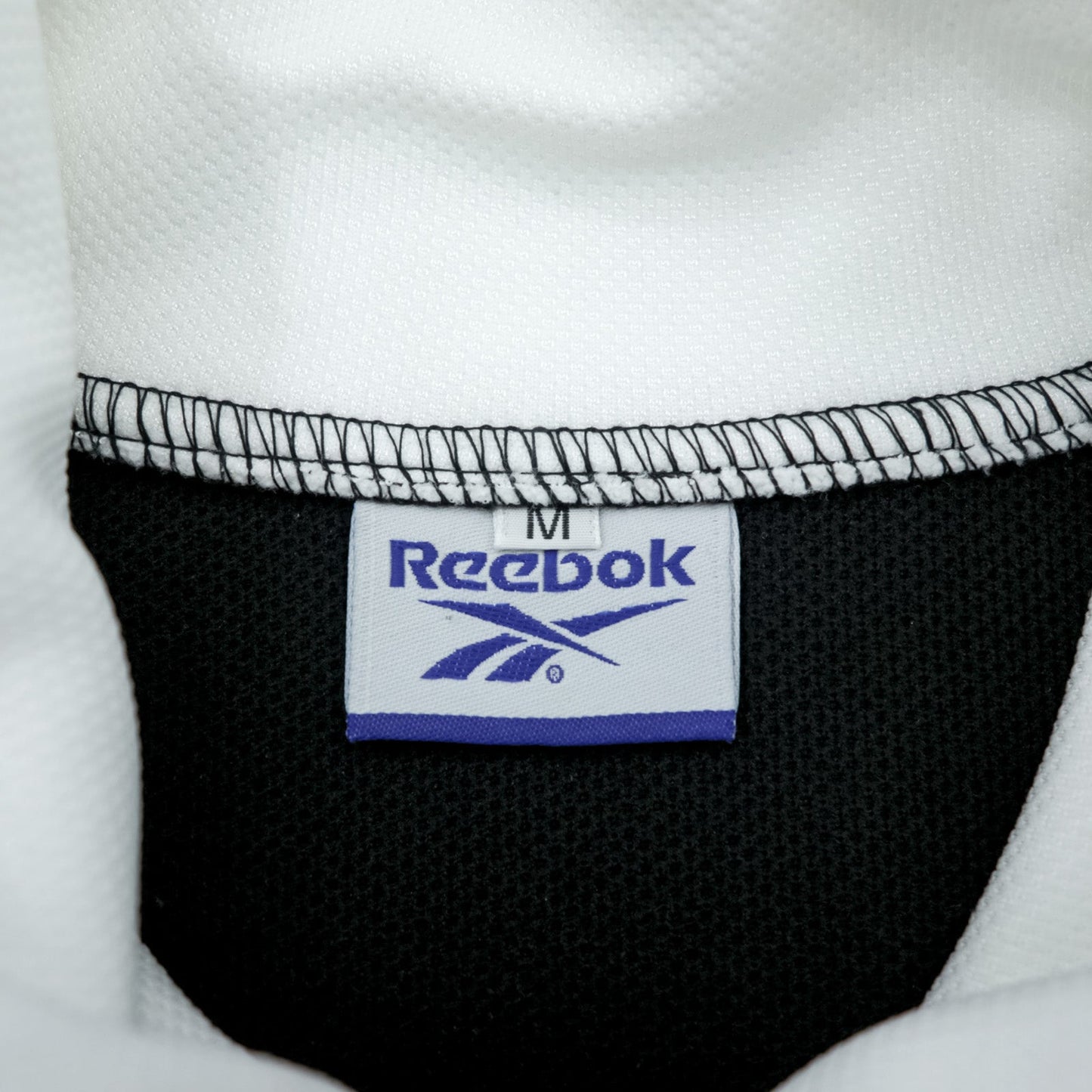 Reebok 90年代 トラックジャケット ジャージ M ホワイト ブラック ドローコード スタンドカラー フルジップ