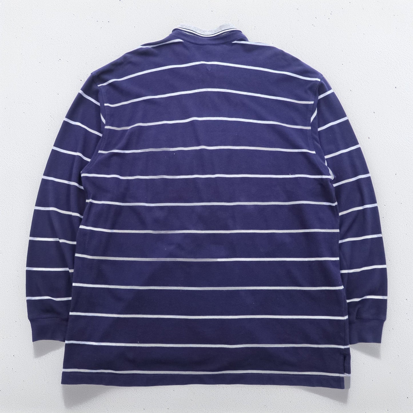 TOMMY HILFIGER 90年代 USA製 ラガーシャツ 長袖 ポロシャツ 2XL ボーダー ネイビー コットン ビッグサイズ