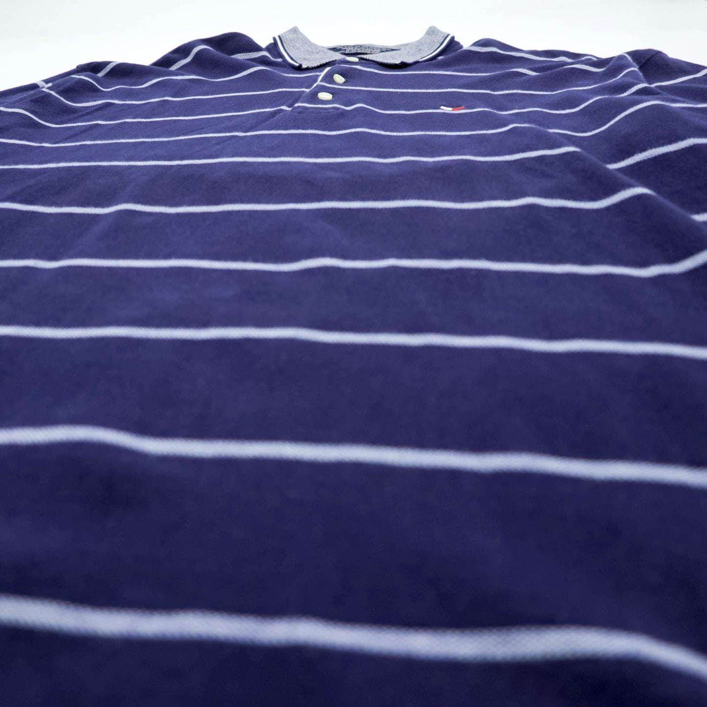 TOMMY HILFIGER 90年代 USA製 ラガーシャツ 長袖 ポロシャツ 2XL ボーダー ネイビー コットン ビッグサイズ