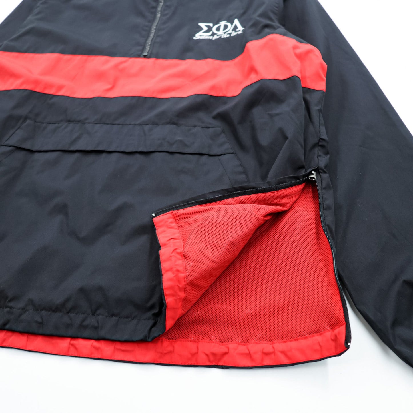 SPORT-TEK ハーフジップ アノラックパーカー XL ブラック ΣΦΔ ドローコード サイドジップ スリット