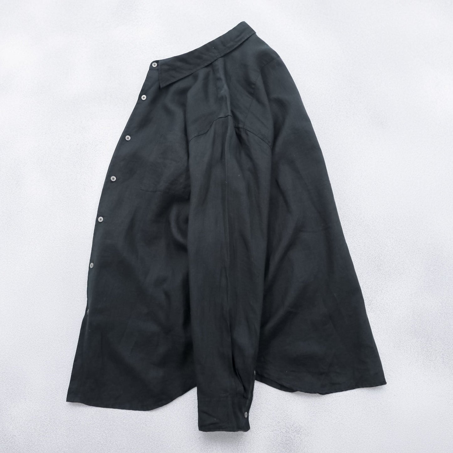 MERONA リネンシャツ 麻100% 長袖シャツ XL ブラック 胸ポケット ビッグサイズ