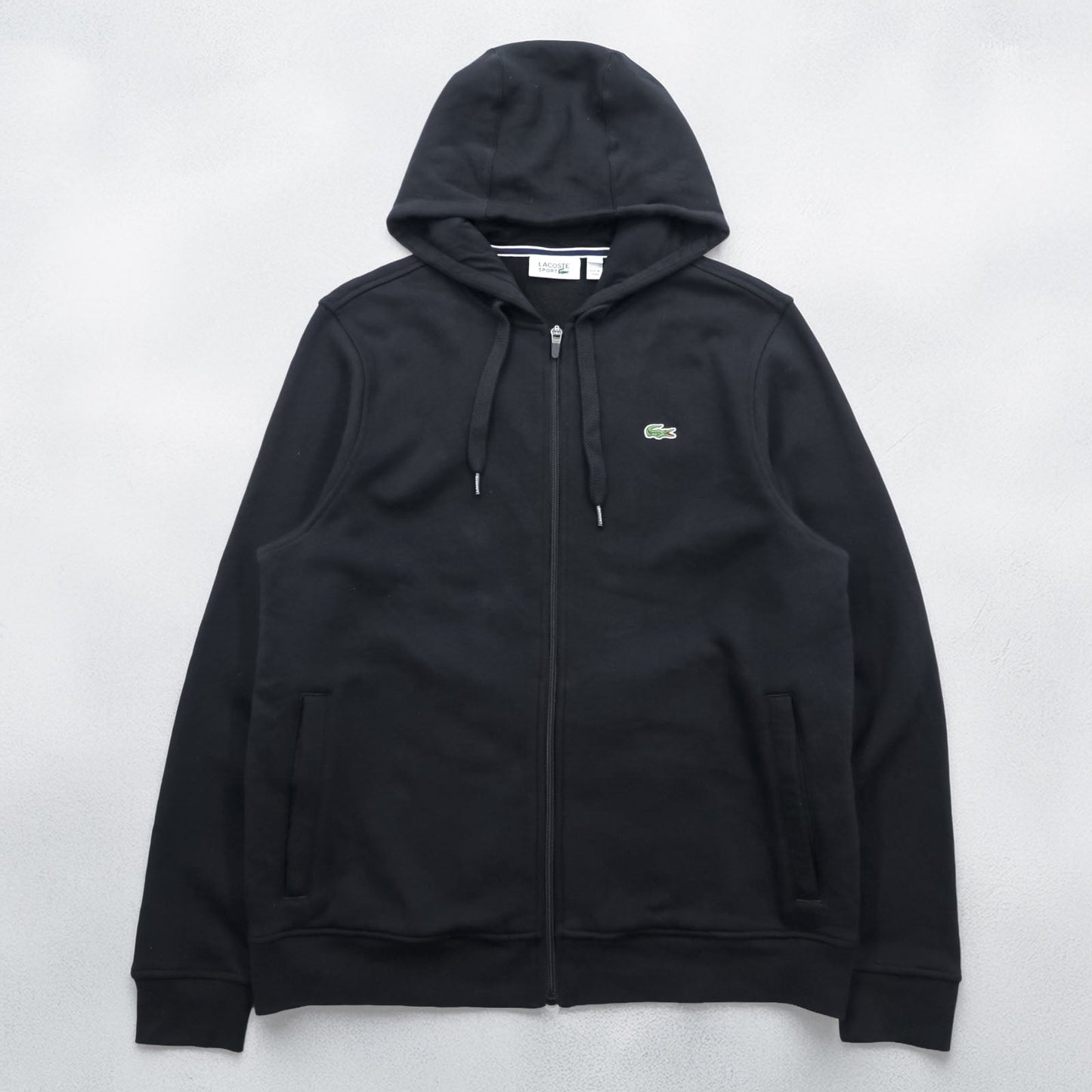 LACOSTE SPORT ジップパーカー XL ブラック ワンポイントロゴ サイドポケット