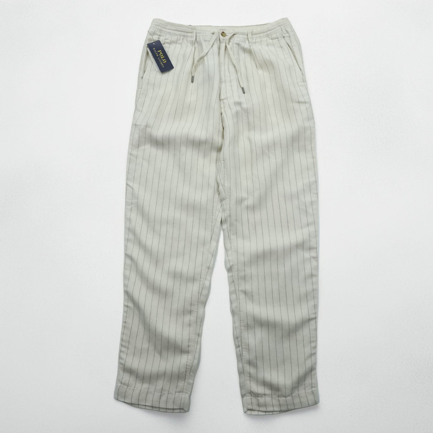 Polo Ralph Lauren プレップスター イージー リネン スラックス パンツ M ベージュ ストライプ スリム テーパード フィット 未使用品 MNPOPNT14G20349