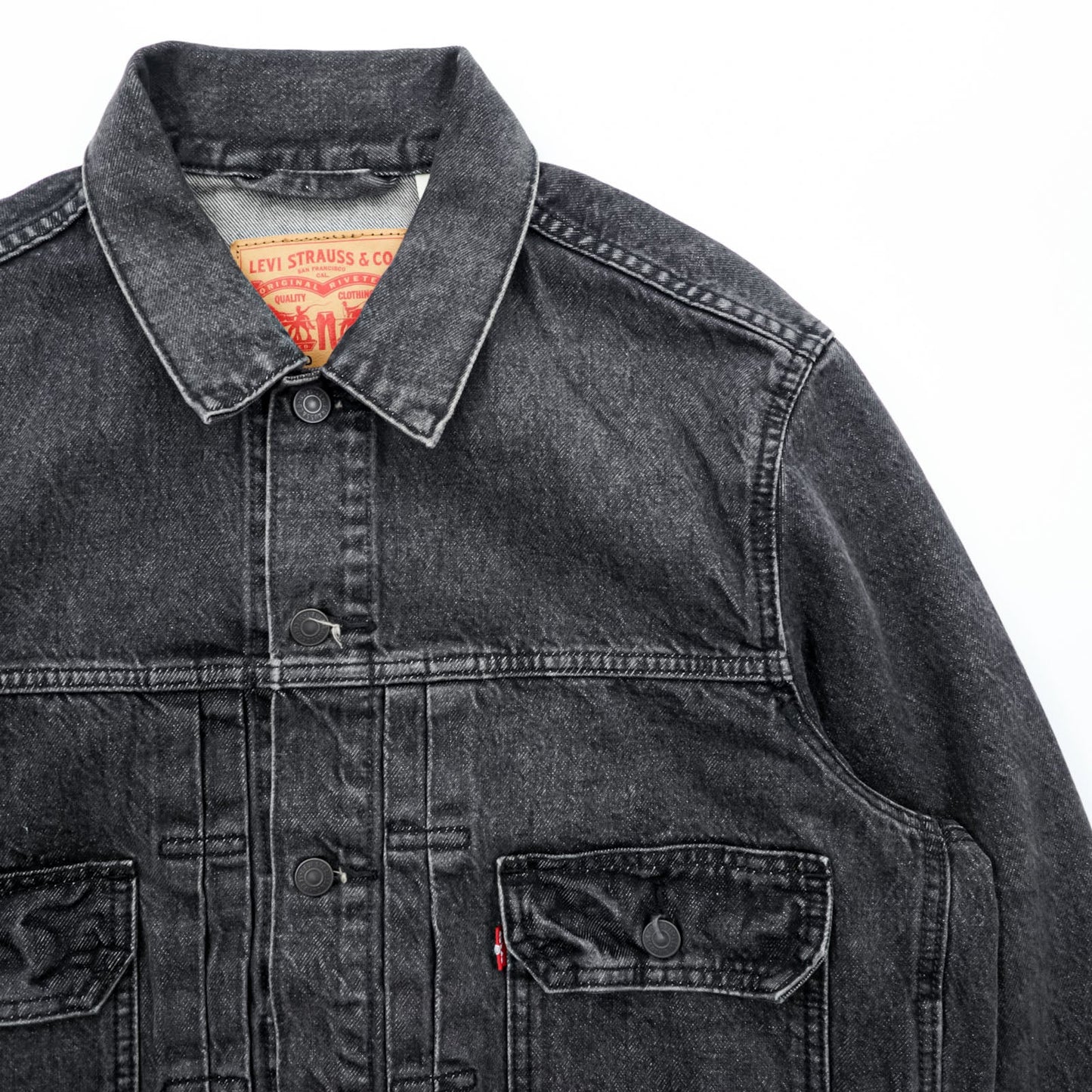 Levi's 2ndタイプ トラッカージャケット デニムジャケット Gジャン M ブラック タック プリーツ RELAXED TYPE 2 A7632-0002