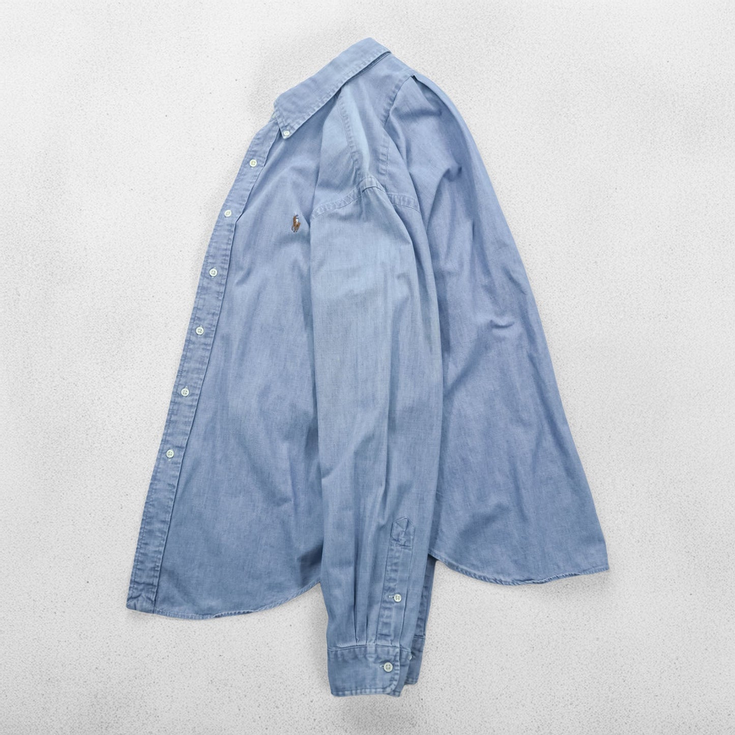 Ralph Lauren 90年代 シャンブレー ボタンダウンシャツ L ブルー CLASSIC FIT スモールポニー 刺繍 ロゴ
