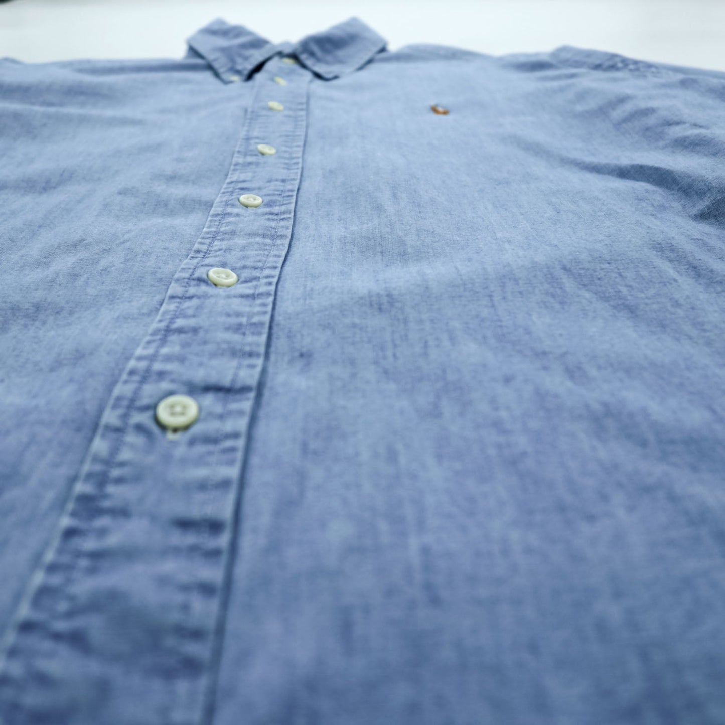 Ralph Lauren 90年代 シャンブレー ボタンダウンシャツ L ブルー CLASSIC FIT スモールポニー 刺繍 ロゴ