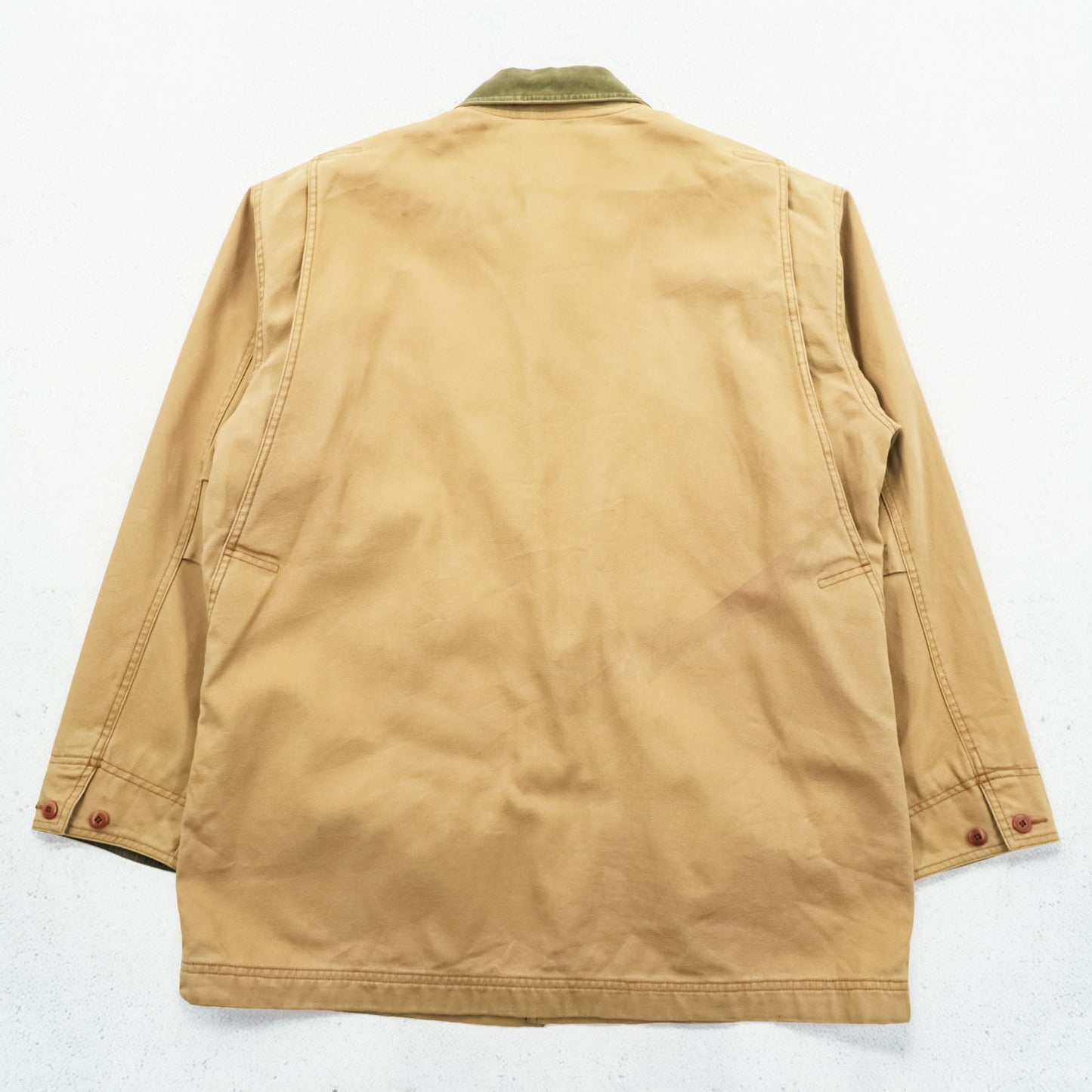 L.L.Bean 90年代 ダック フィールドコート ハンティングジャケット L ベージュ 襟コーデュロイ 裏地チェック JV69