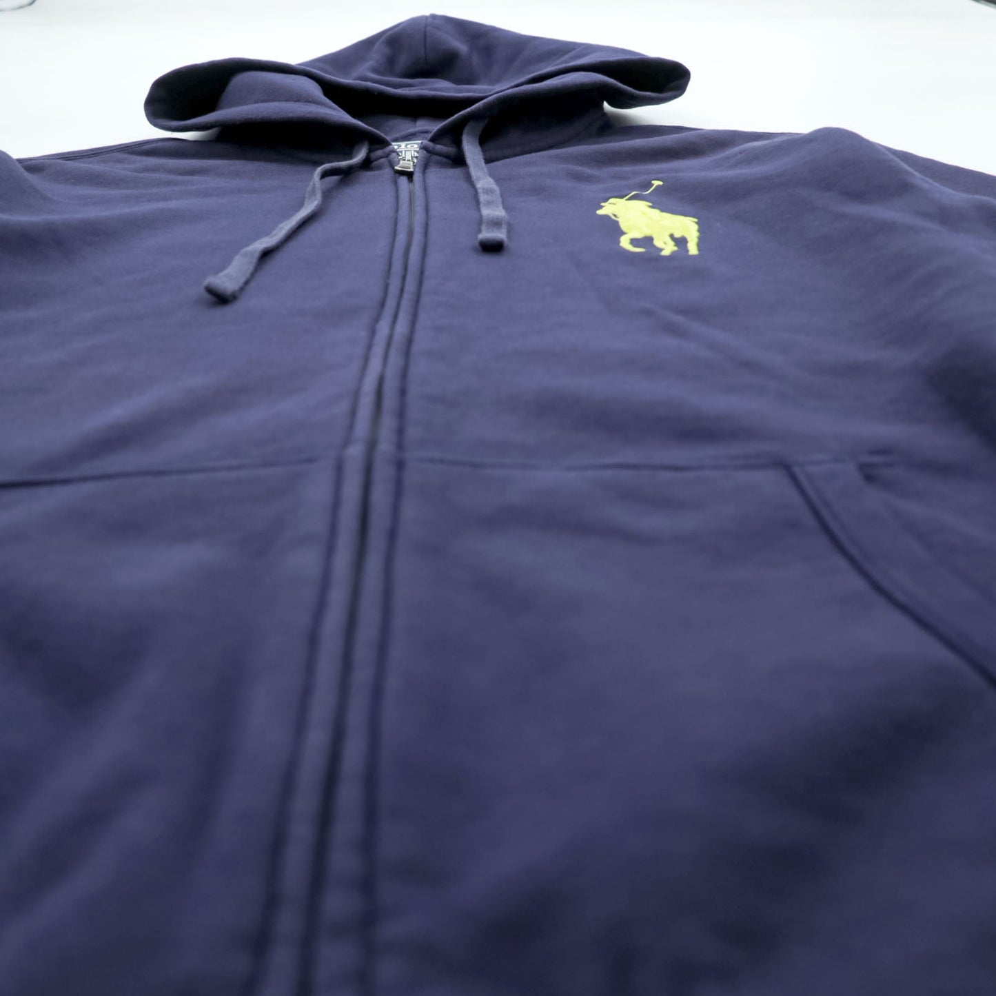 Polo Ralph Lauren 90年代 ビッグポニー 刺繍 ジップパーカー L ネイビー フロントポケット コットン
