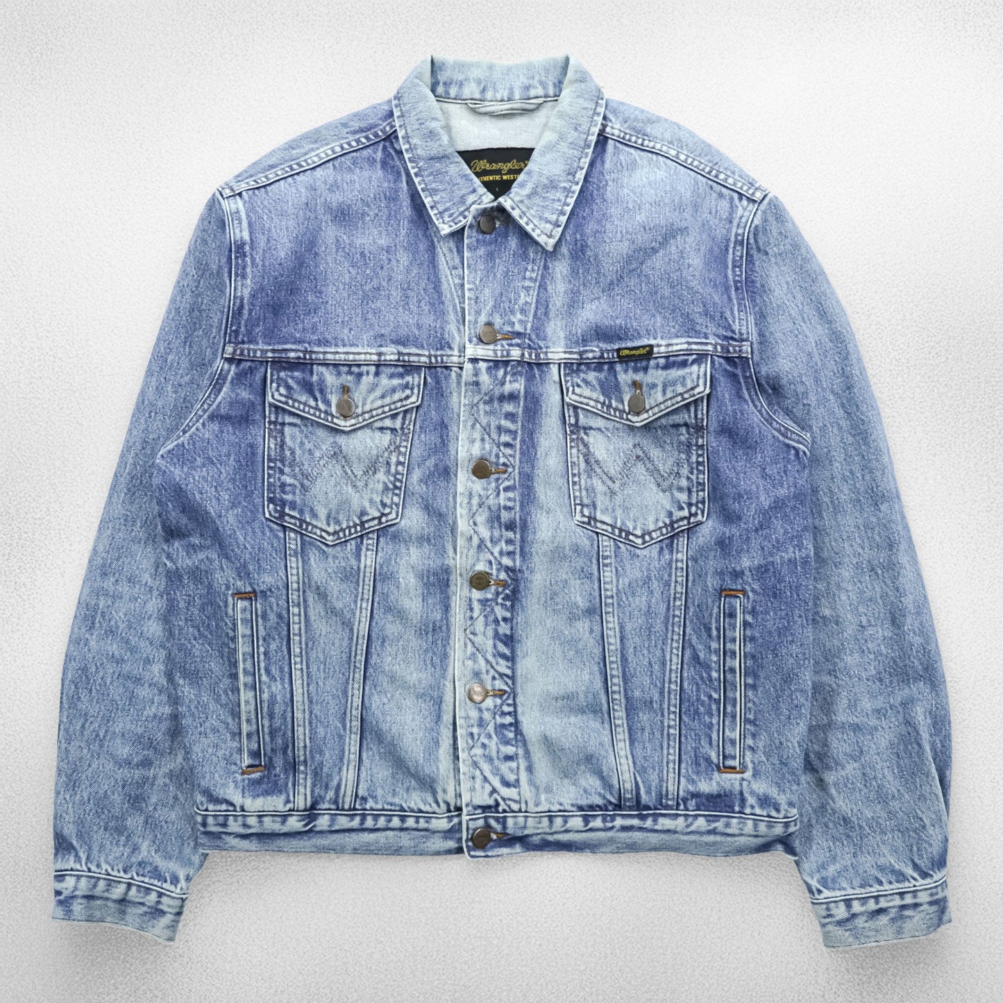 Wrangler 90年代 デニムジャケット Gジャン L ライトブルー ストーンウォッシュ インディゴ AUTHENTIC WESTERN 121172