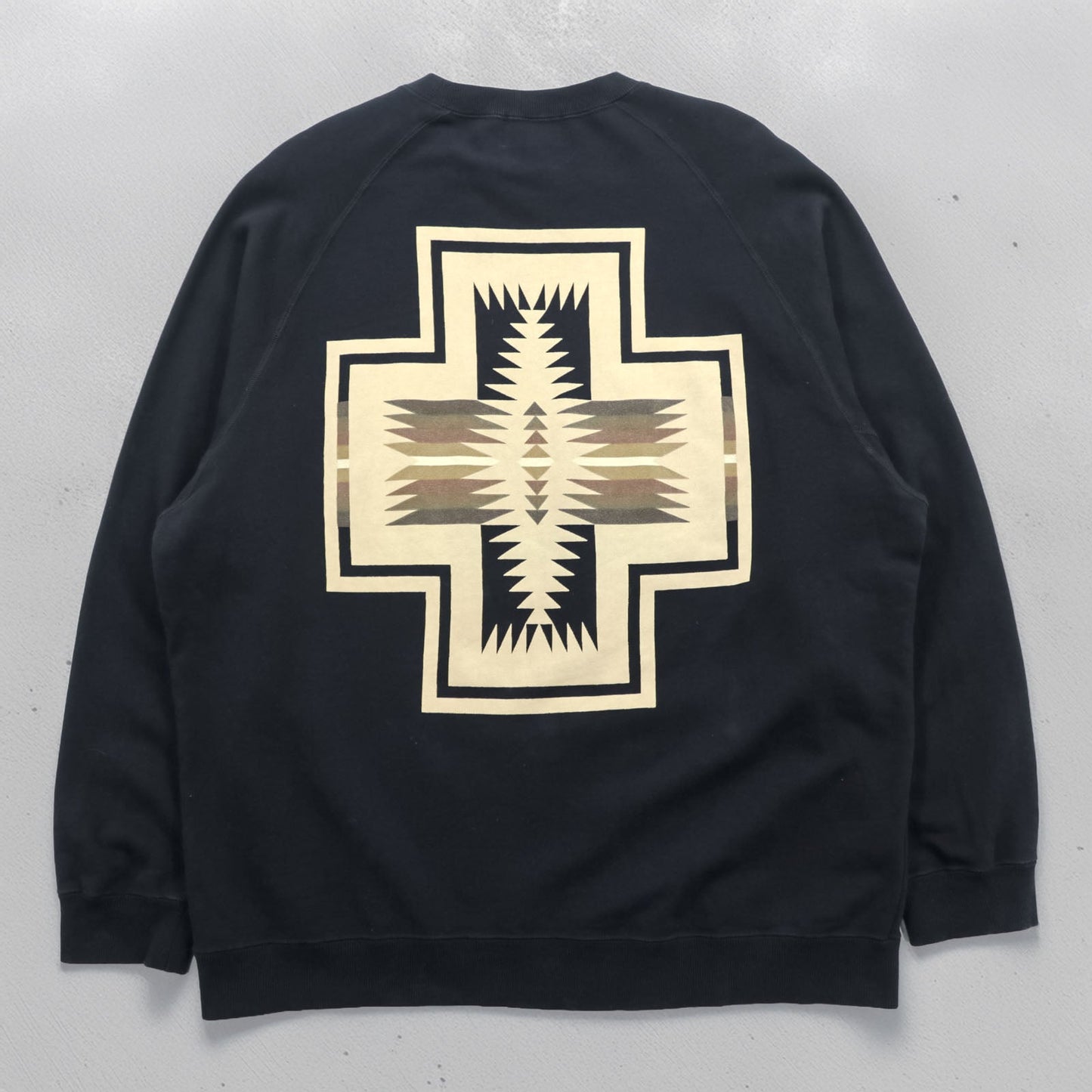 PENDLETON バックプリント スウェット トレーナー L ブラック ネイティブ柄 チマヨ コットン 3475-3006