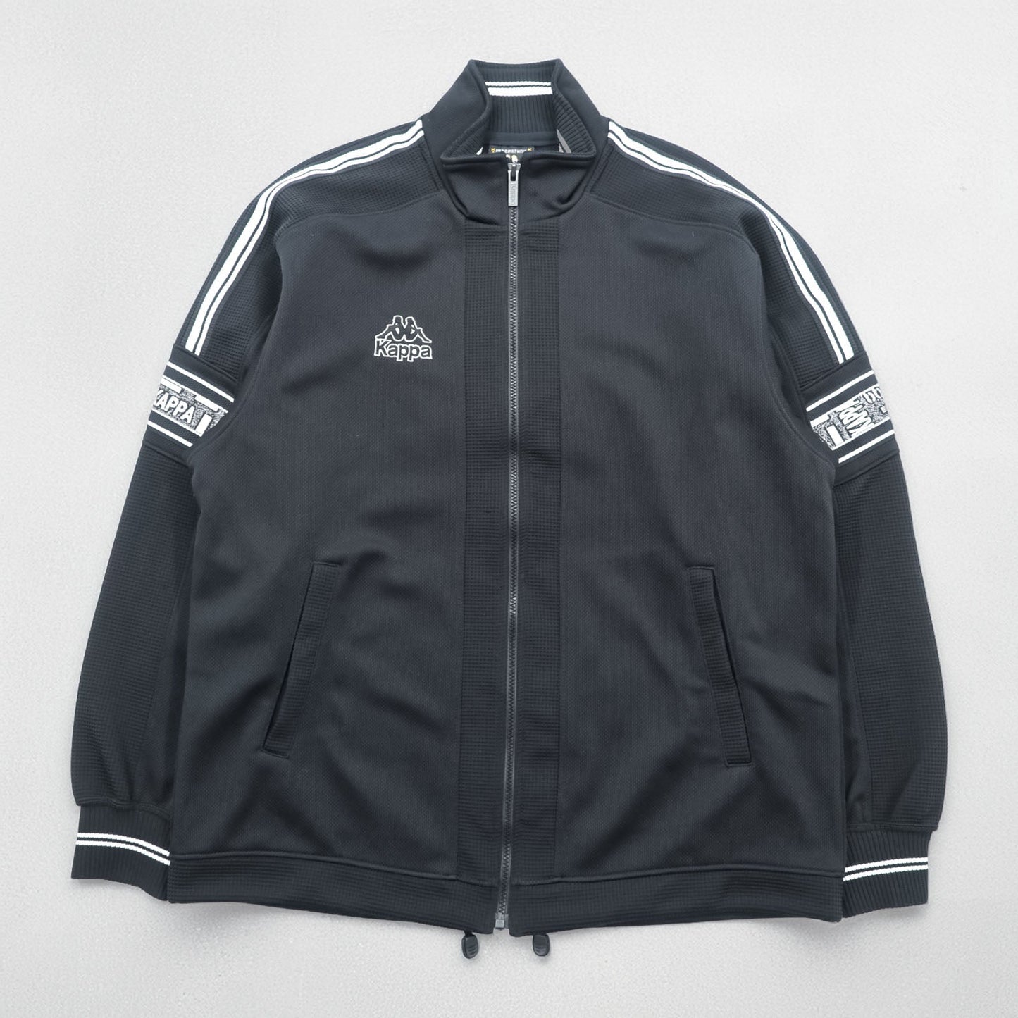 Kappa 90年代 日本製 トラッカージャケット ジャージ セットアップ M ブラック ドローコード ジョガー 裾ジップ スリット