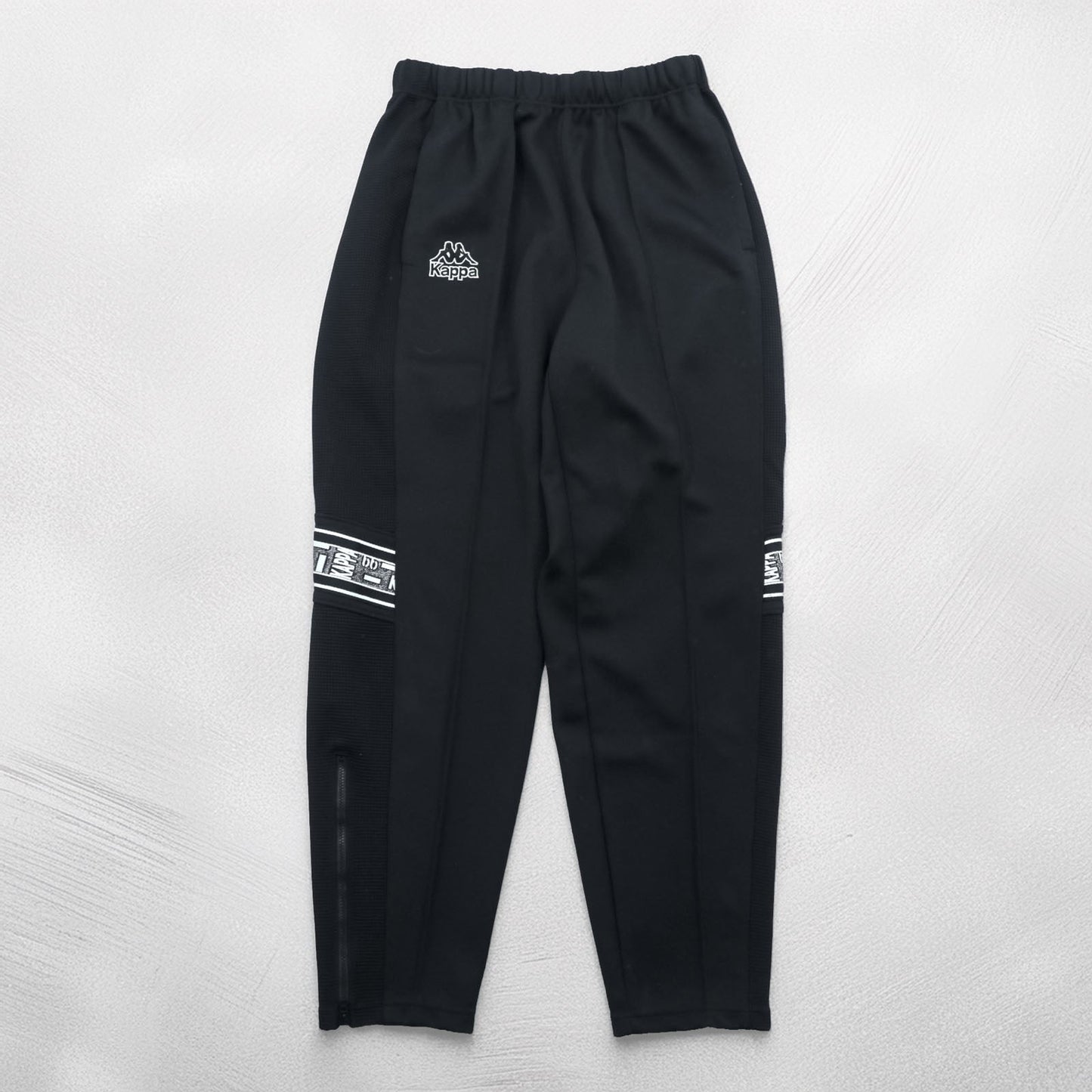 Kappa 90年代 日本製 トラッカージャケット ジャージ セットアップ M ブラック ドローコード ジョガー 裾ジップ スリット