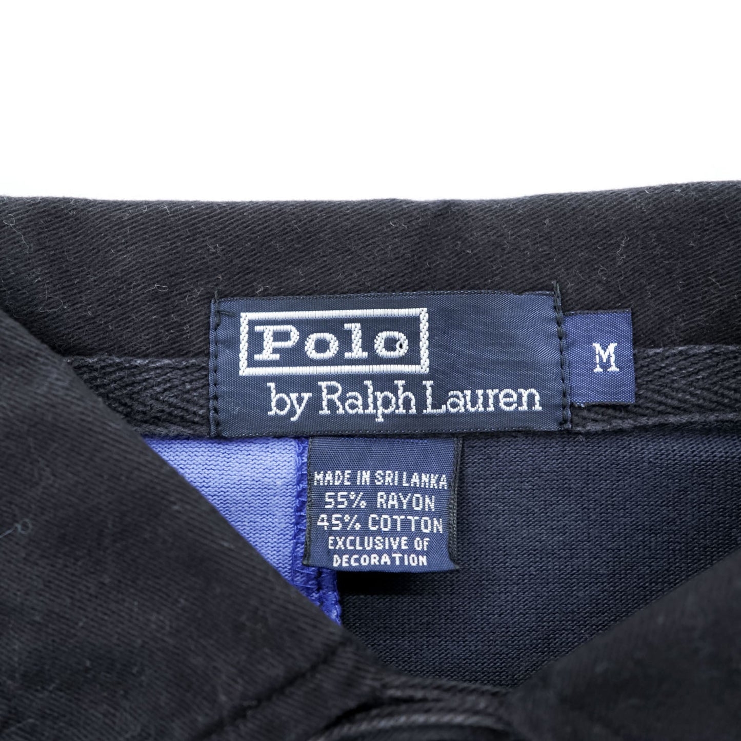 Polo Ralph Lauren 90年代 長袖 ポロシャツ ラガーシャツ M ブラック ブルー カラーブロック エンブレムロゴ ナンバリング