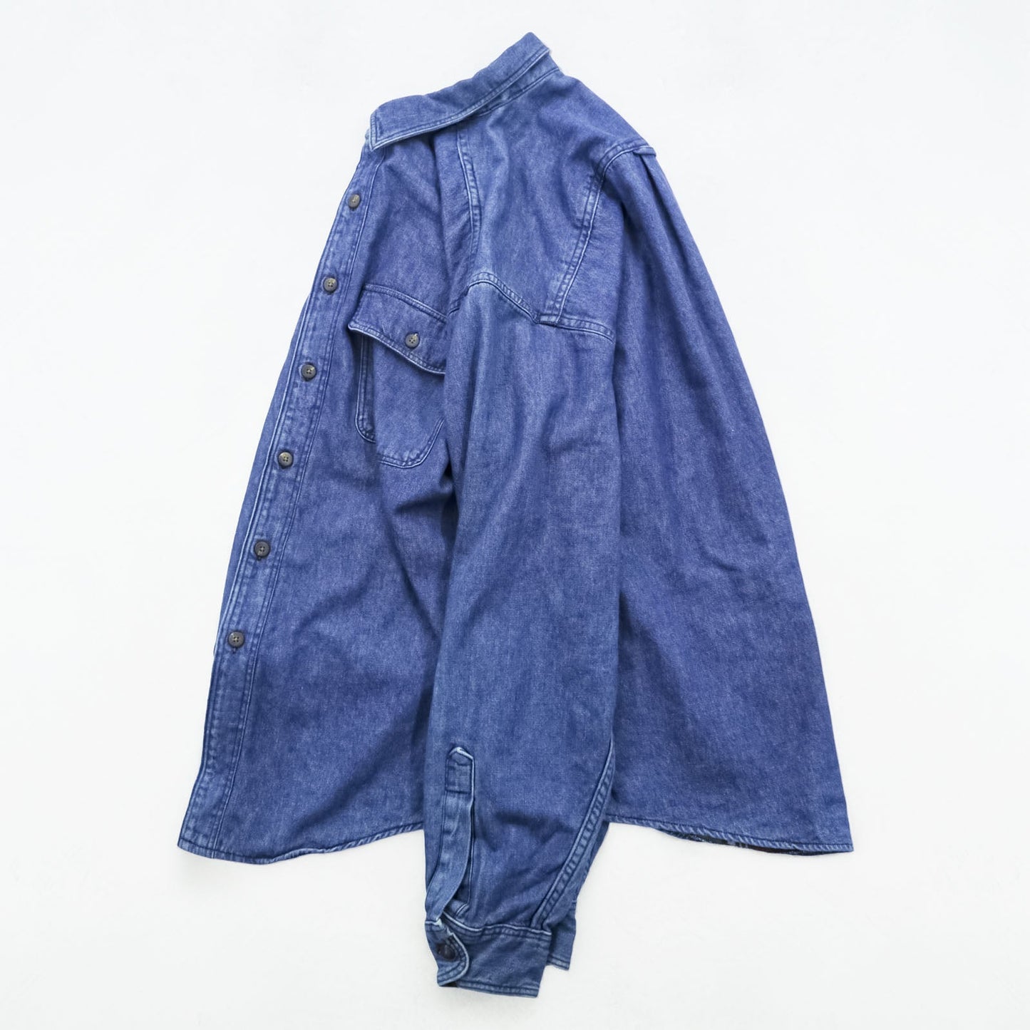 Eddie Bauer 90年代 USA製 デニム ワークシャツ L インディゴ 胸ポケット フランネルチェック 裏地