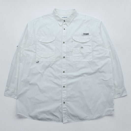 Columbia PFG フィッシングシャツ XXL ホワイト 胸ポケット コットン ビッグサイズ FM7120