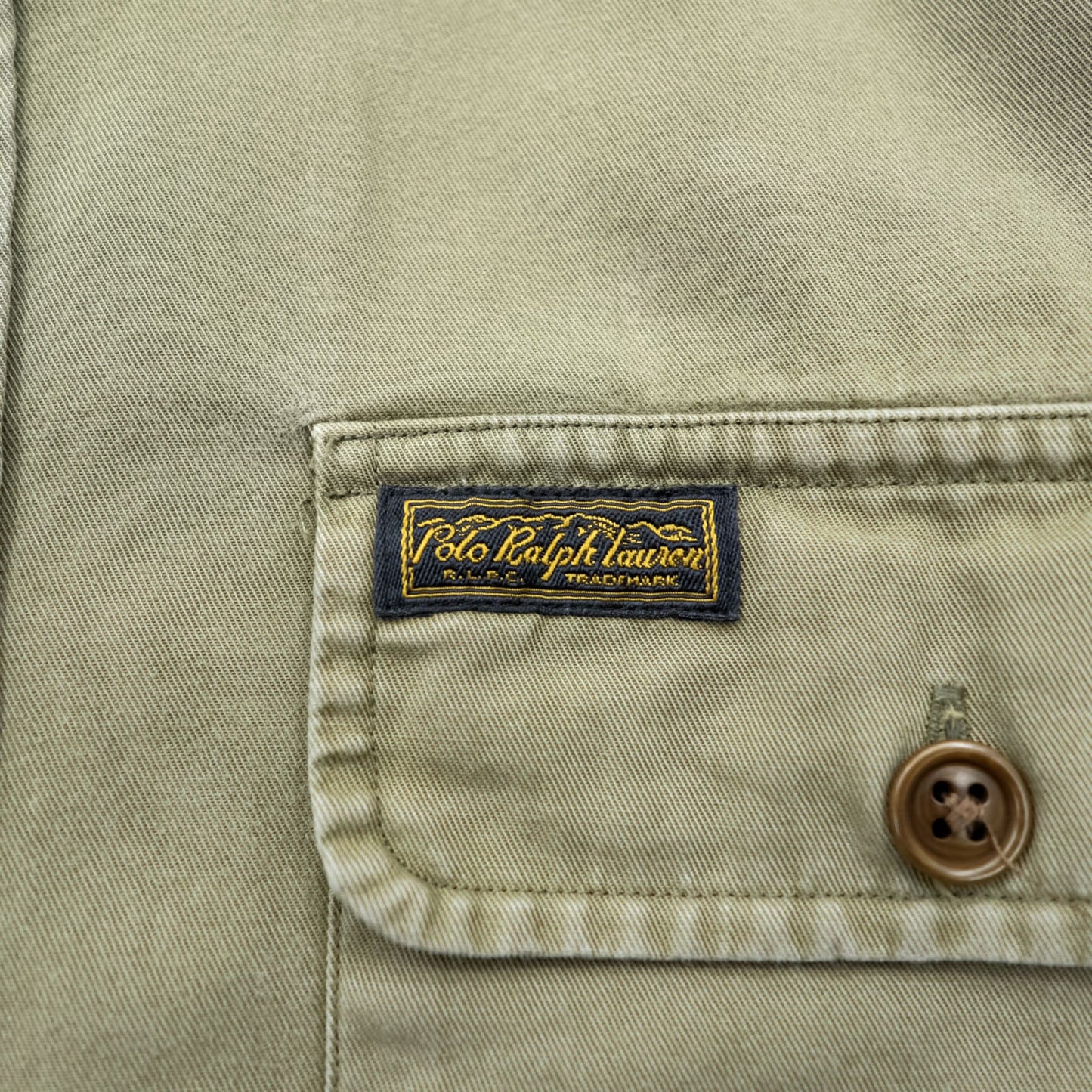 Polo Ralph Lauren 90年代 ミリタリー ワークシャツ M カーキ コットン 胸ポケット