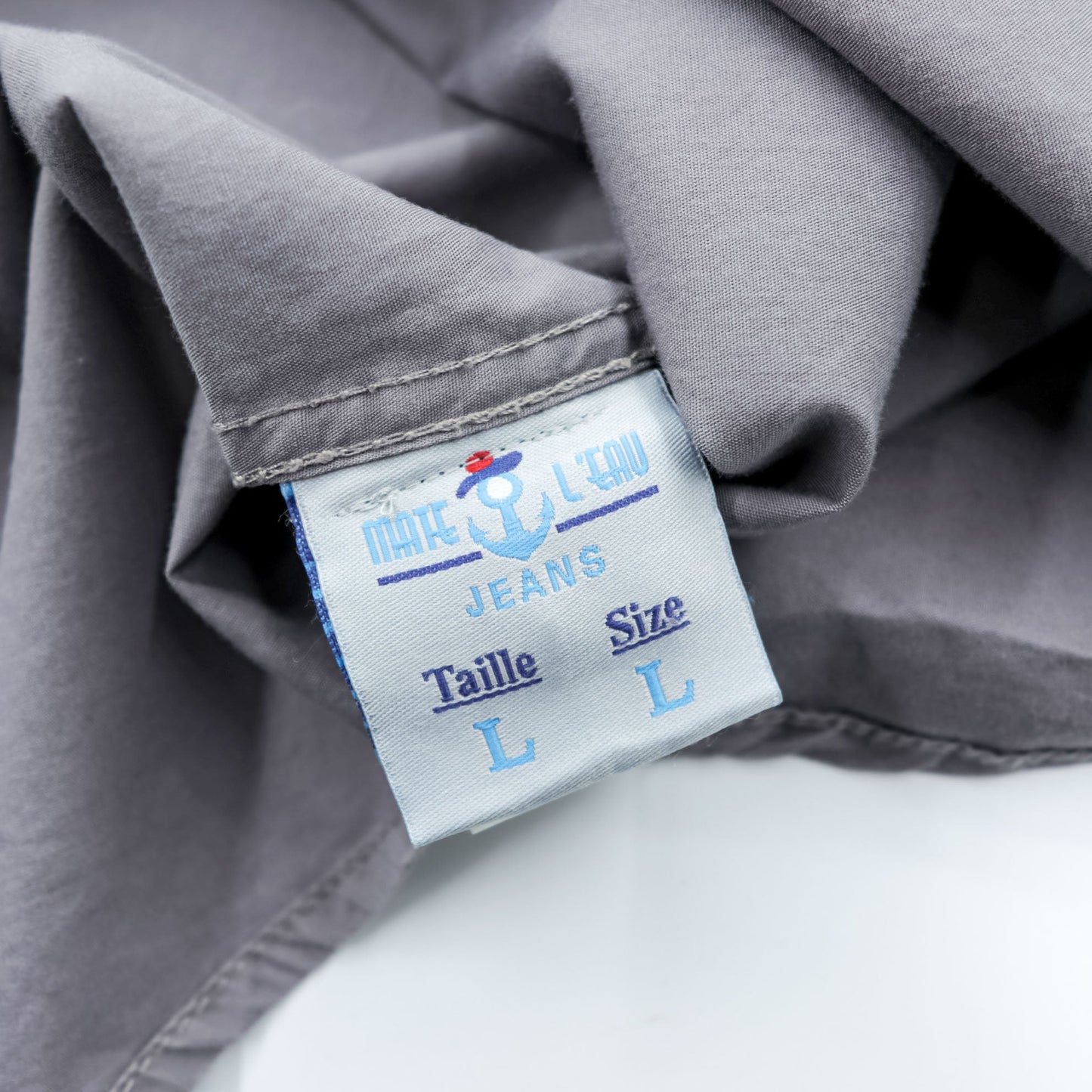 MATE L'EAU VESTES SHIRT チャイナシャツ L グレー コットン ユーロワーク 聖林公司 チュニジア製
