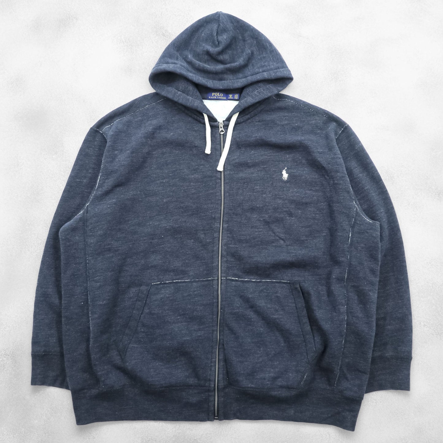 Polo Ralph Lauren リバースウィーブ ジップパーカー 3XL グレー スモールポニー 刺繍 ロゴ ビッグサイズ フロントポケット