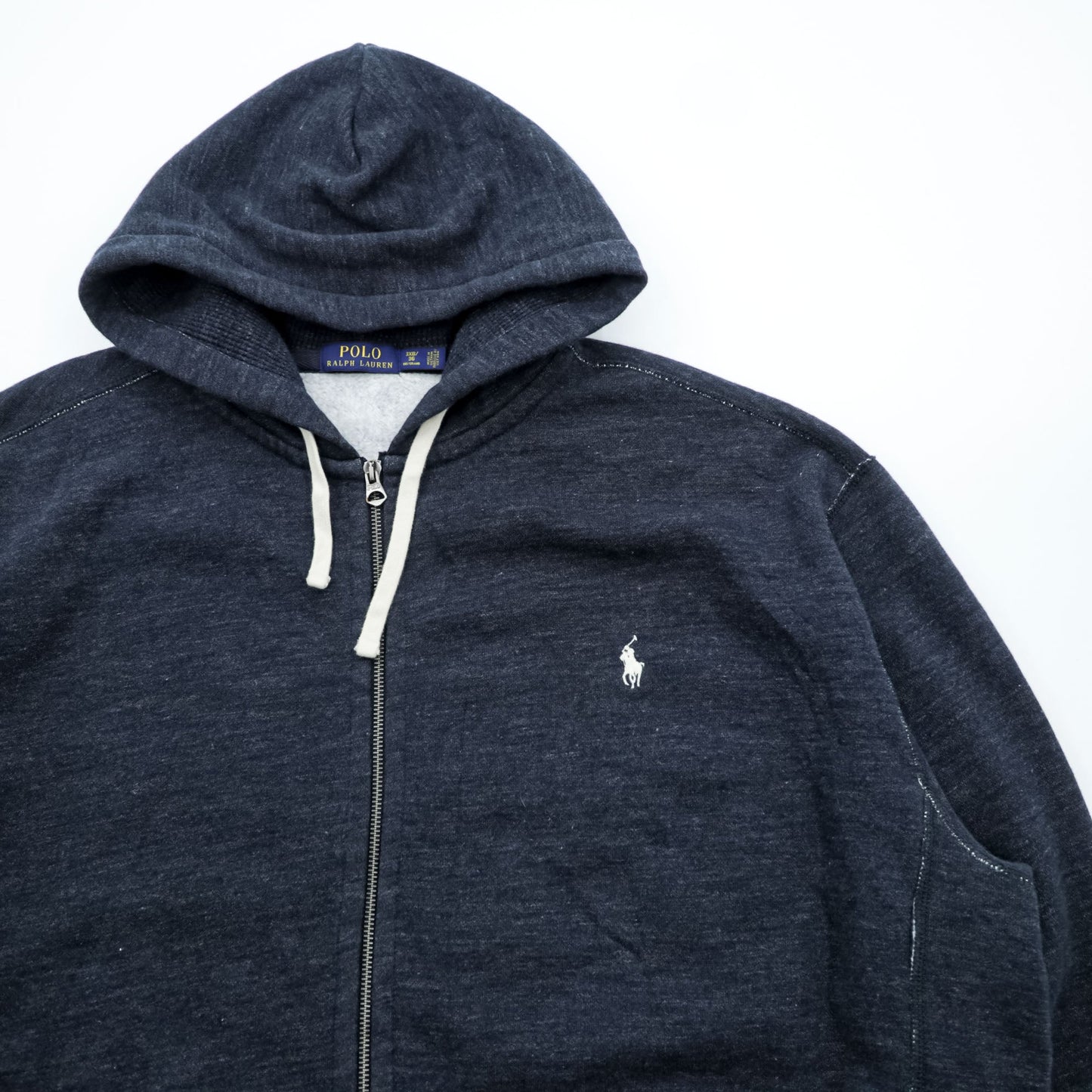 Polo Ralph Lauren リバースウィーブ ジップパーカー 3XL グレー スモールポニー 刺繍 ロゴ ビッグサイズ フロントポケット