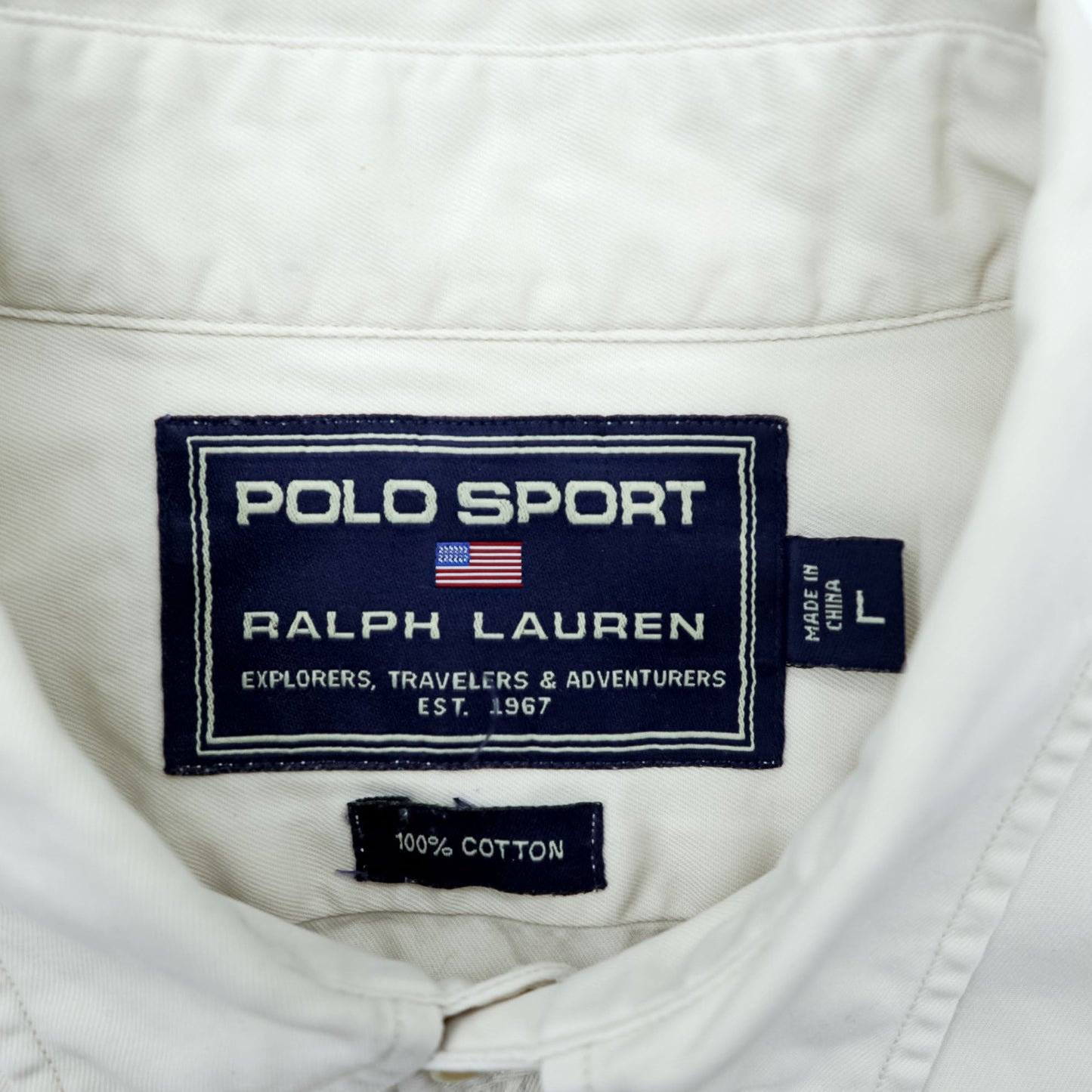 POLO SPORT RALPH LAUREN 90年代 サファリシャツ ミリタリー ワークシャツ L ベージュ フラップ 胸ポケット