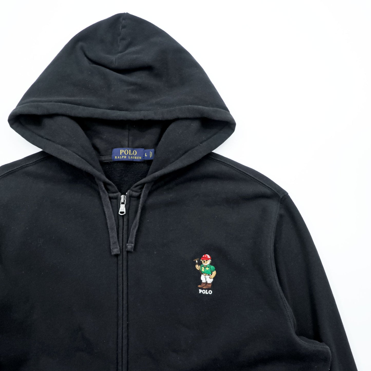 Polo Ralph Lauren ポロベア ジップパーカー L ブラック フロントポケット コットン
