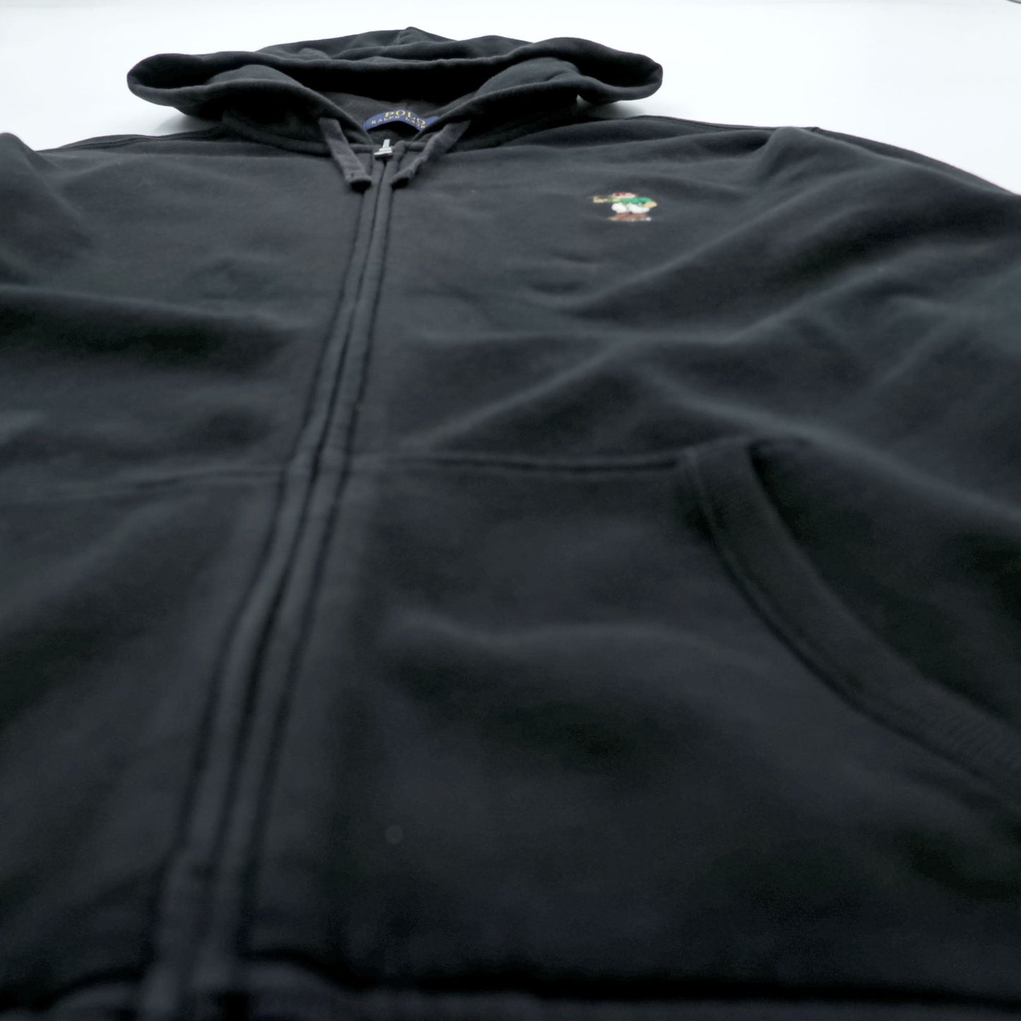 Polo Ralph Lauren ポロベア ジップパーカー L ブラック フロントポケット コットン
