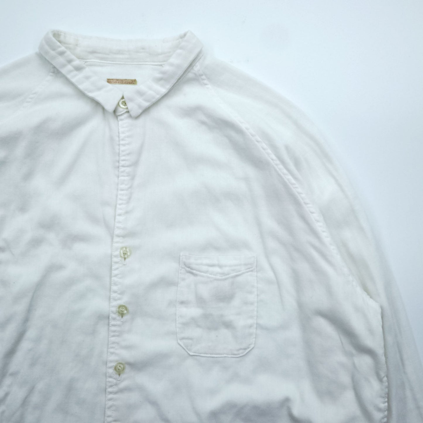 KAPITAL 日本製 ガーゼシャツ 長袖ラグランスリーブシャツ XL ホワイト コットン 胸ポケット