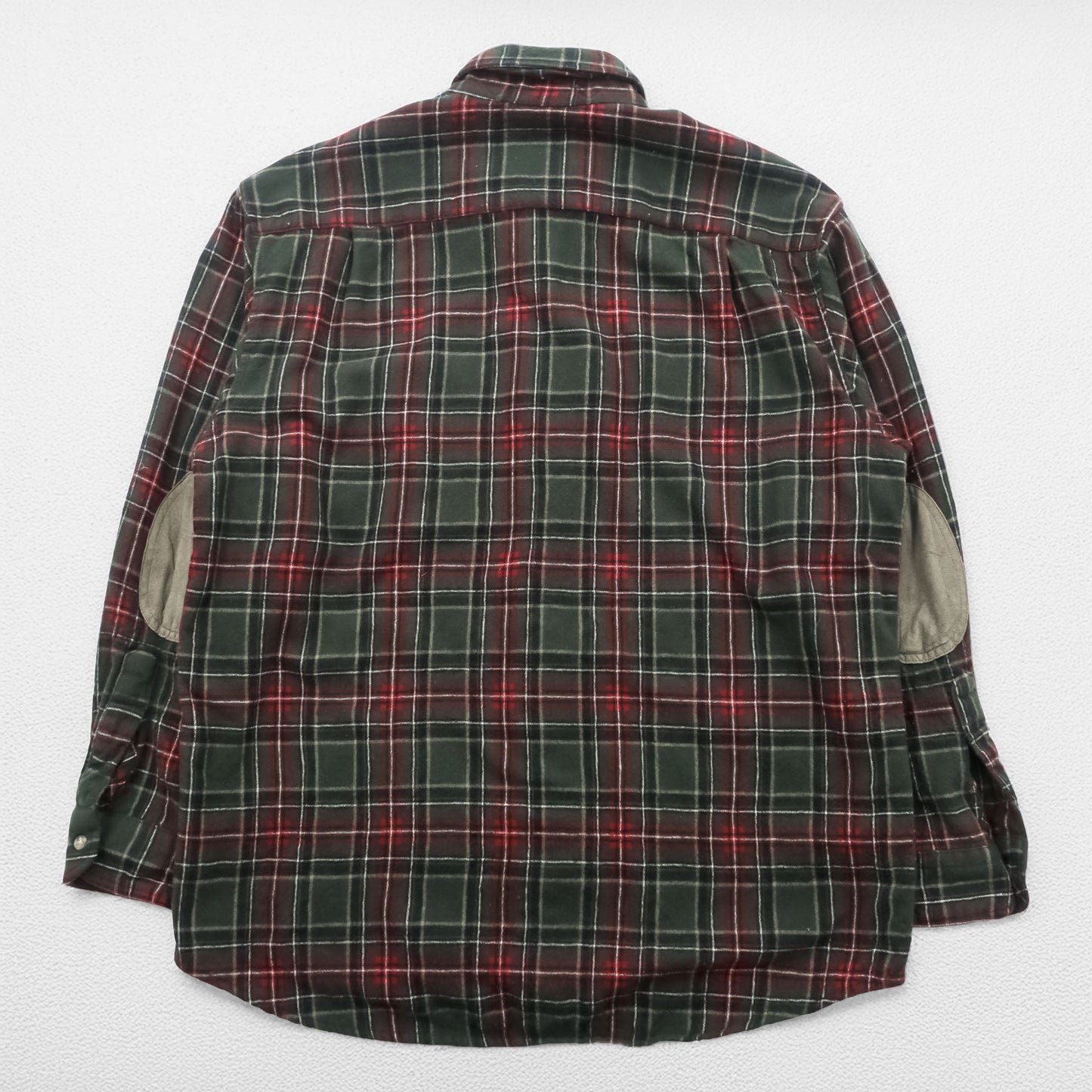 PENDLETON フランネルシャツ 長袖 ウールシャツ L チェック グリーン エルボーパッチ 胸ポケット VIRGIN WOOL